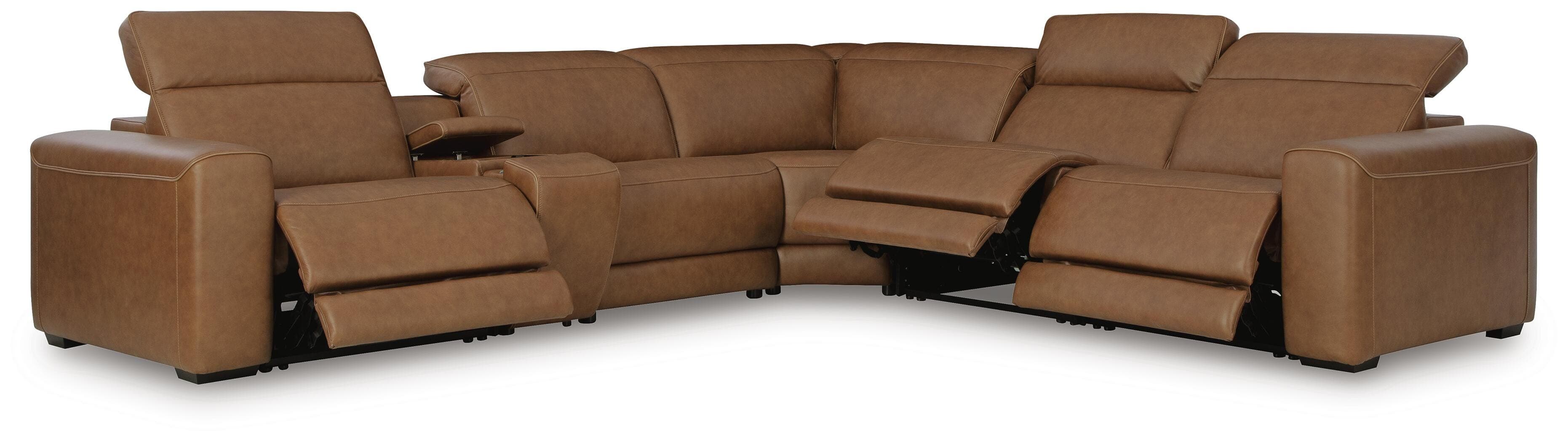 Rally-Up 6-Piece Power Reclining Sectional with Console — Caramel — view 3