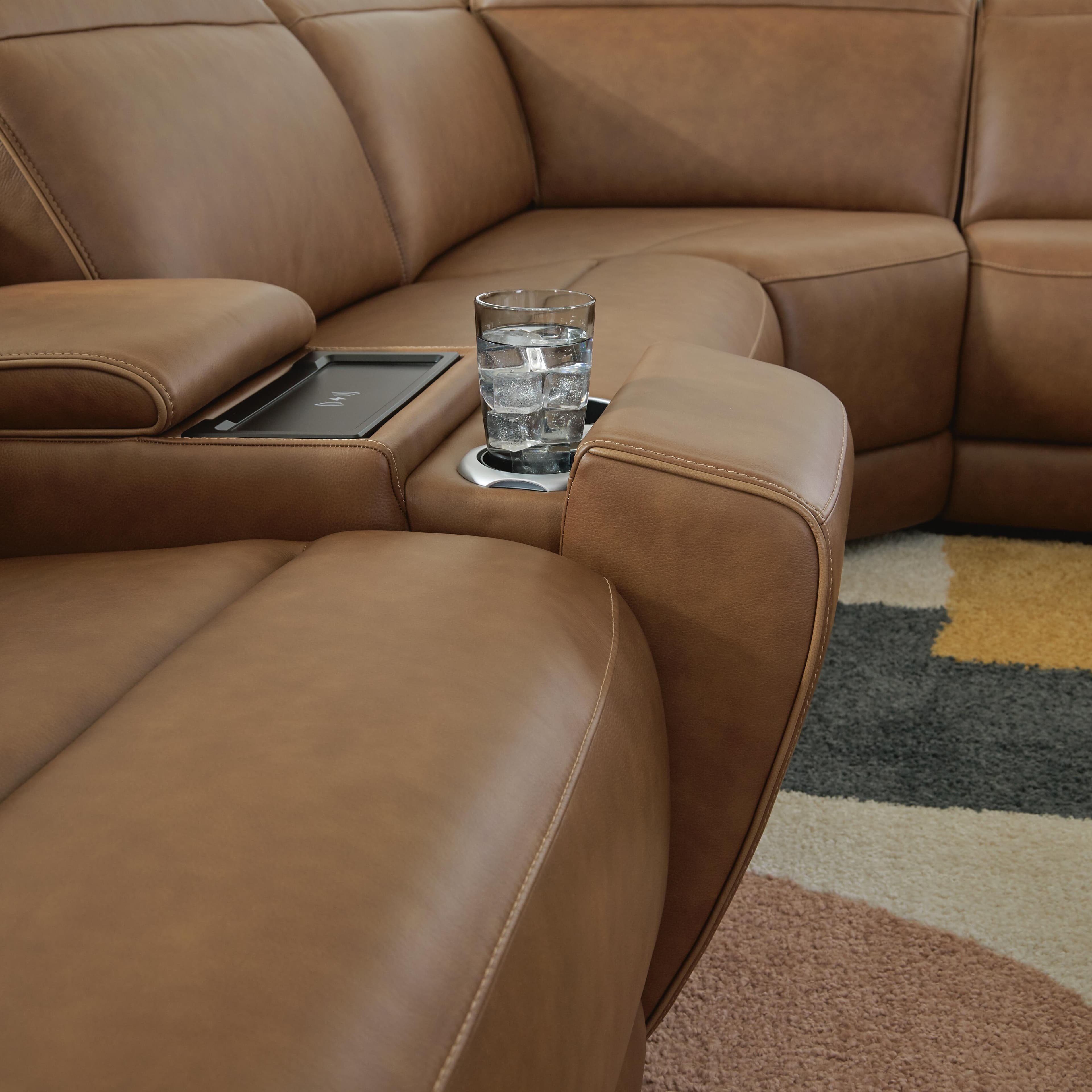 Rally-Up 5-Piece Power Reclining Sectional with Console — Caramel — view 5
