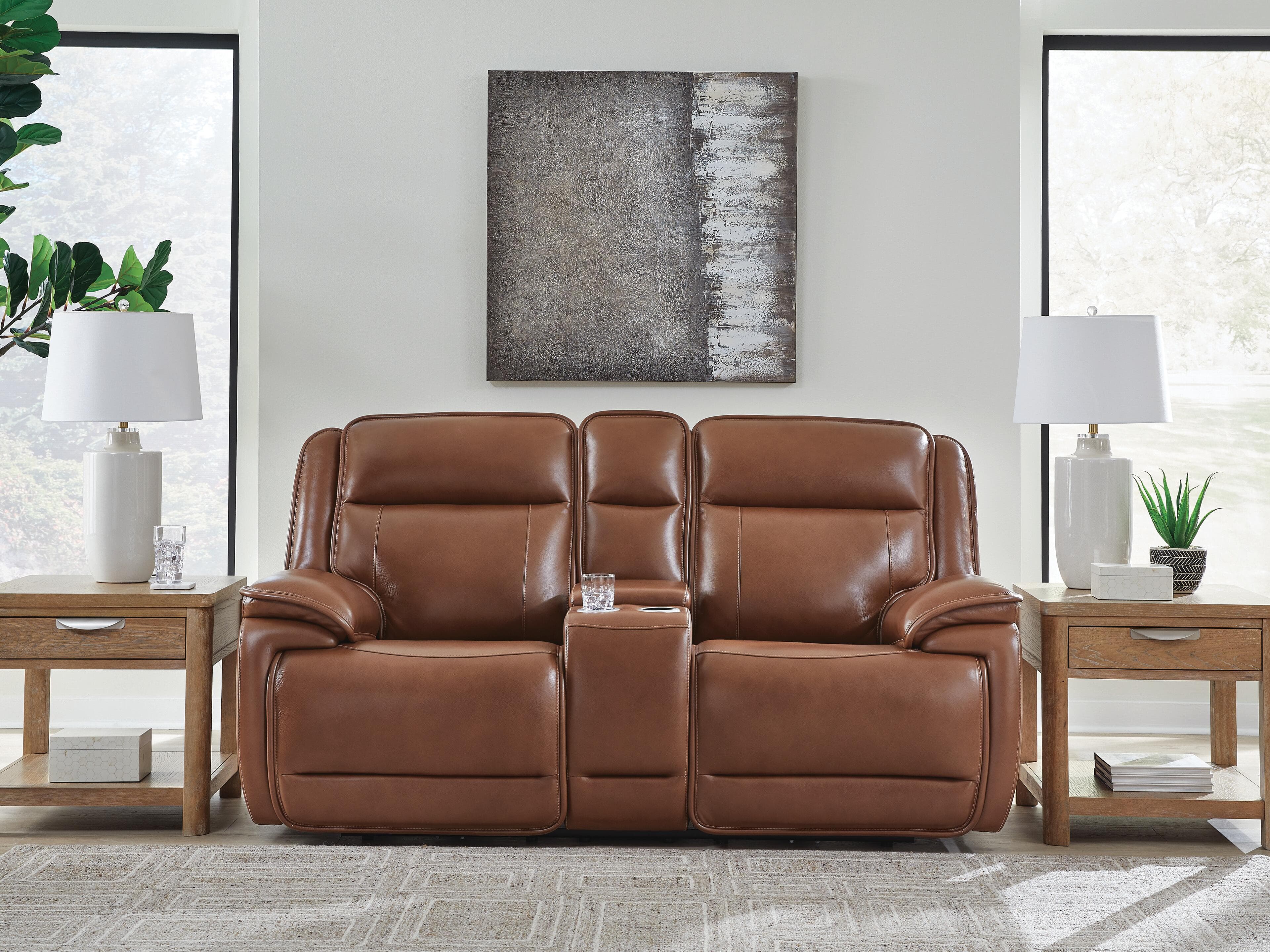 Healy Pier Power Reclining Loveseat with Console — Brown/Beige — view 2
