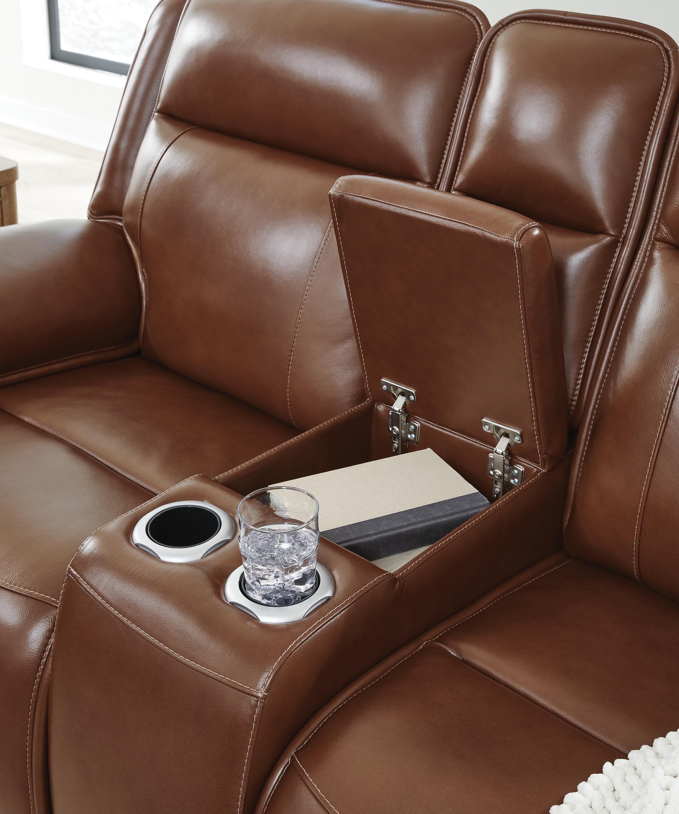 Healy Pier Power Reclining Loveseat with Console — Brown/Beige — view 6