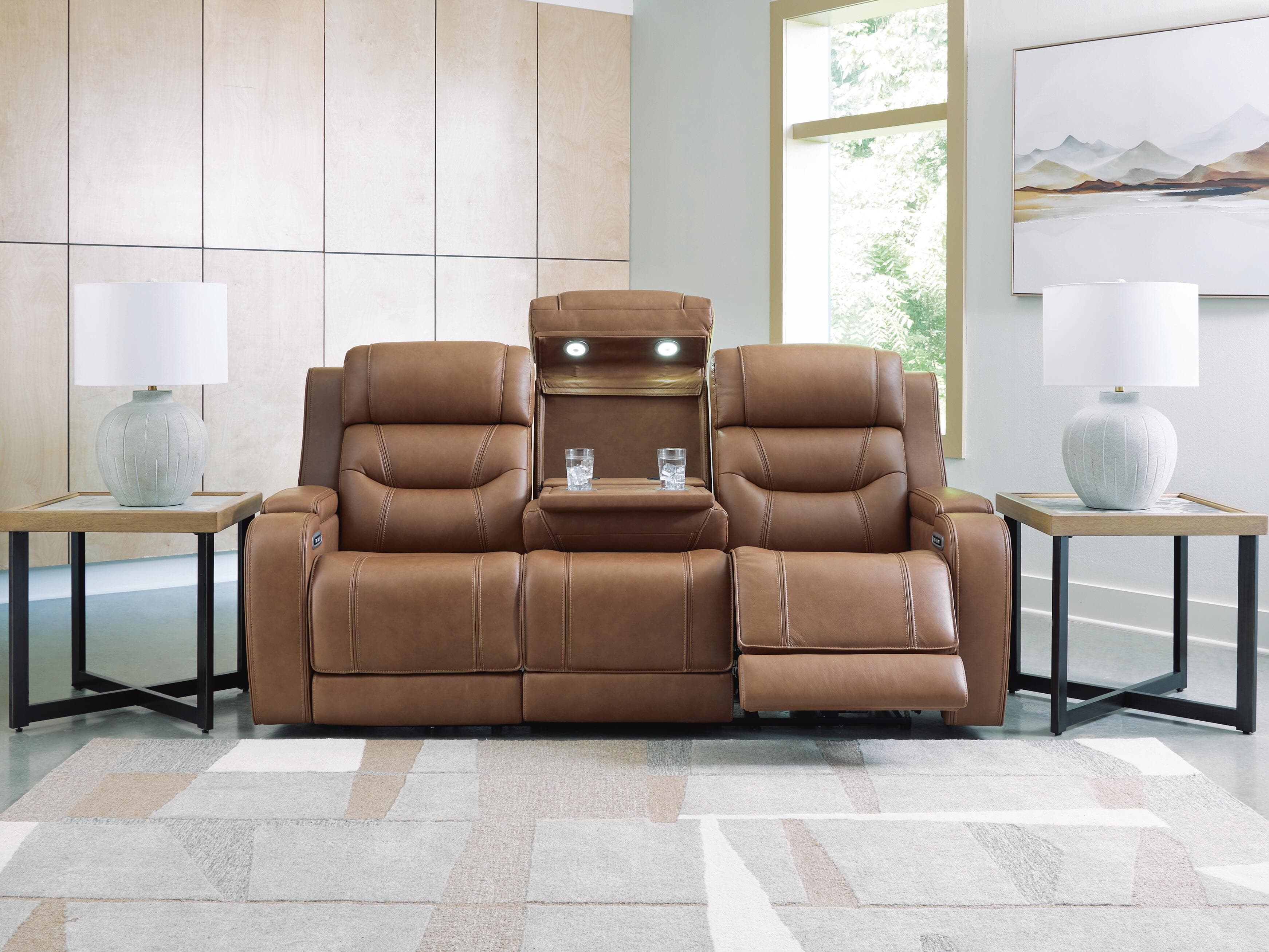 Dreamer Power Reclining Sofa with Audio Seating — Brown/Beige — view 6