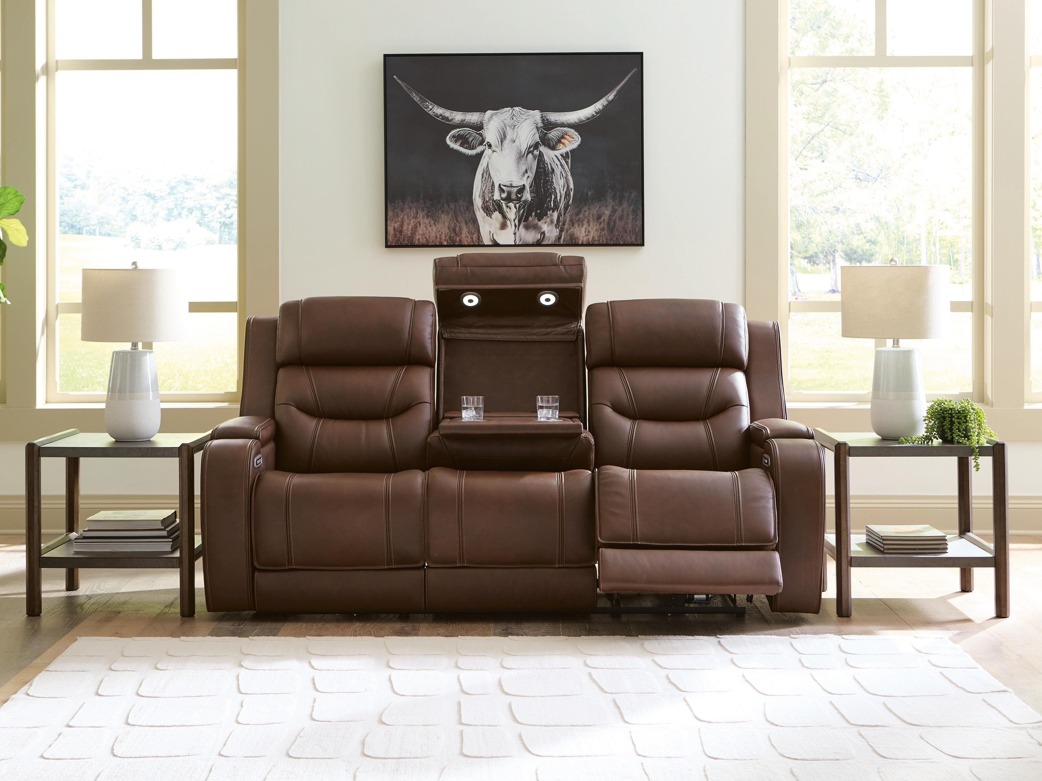 Dreamer Power Reclining Sofa with Audio Seating — Brown/Beige — view 7
