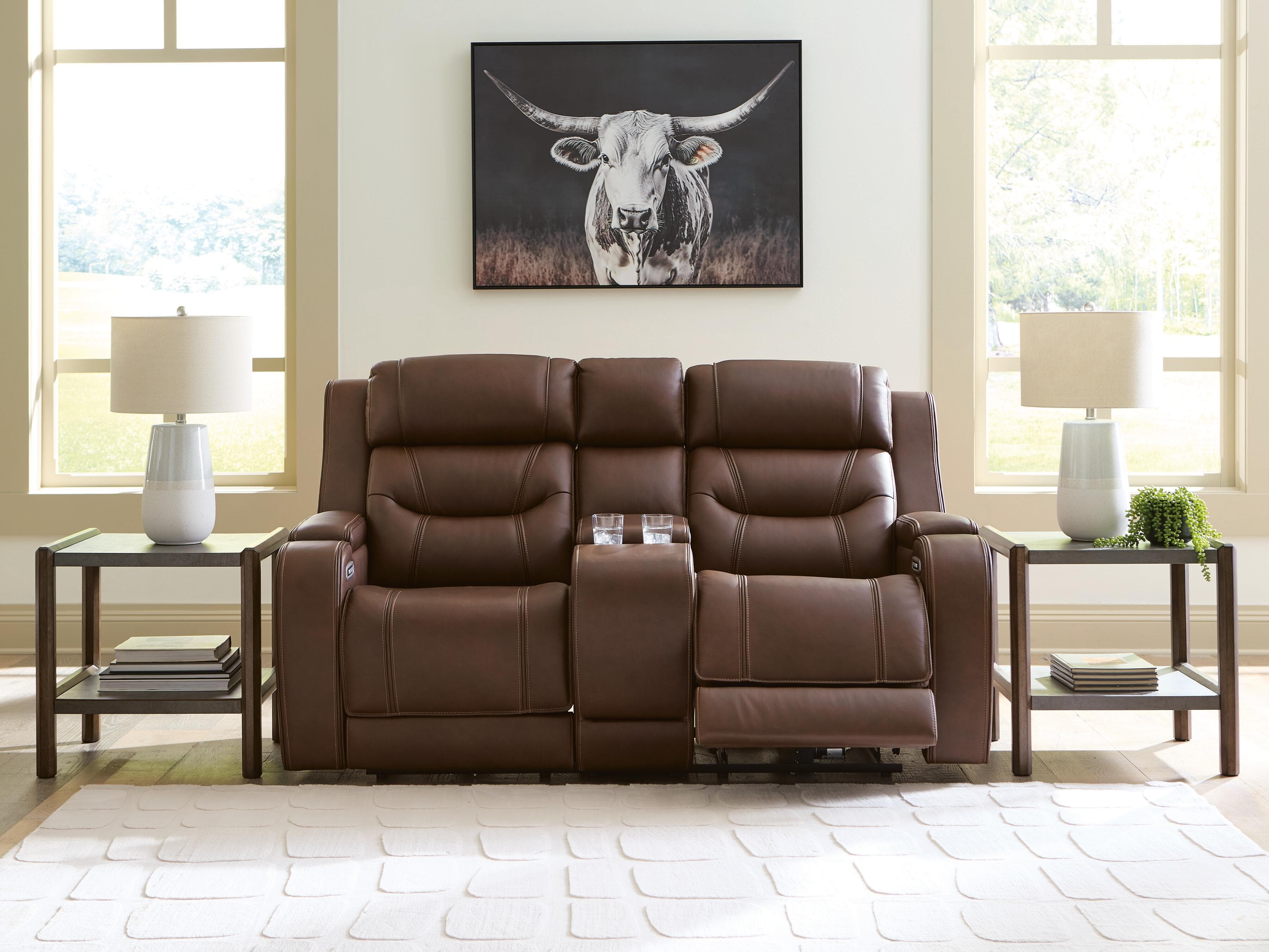 Dreamer Power Reclining Loveseat with Audio Seating — Brown/Beige — view 7