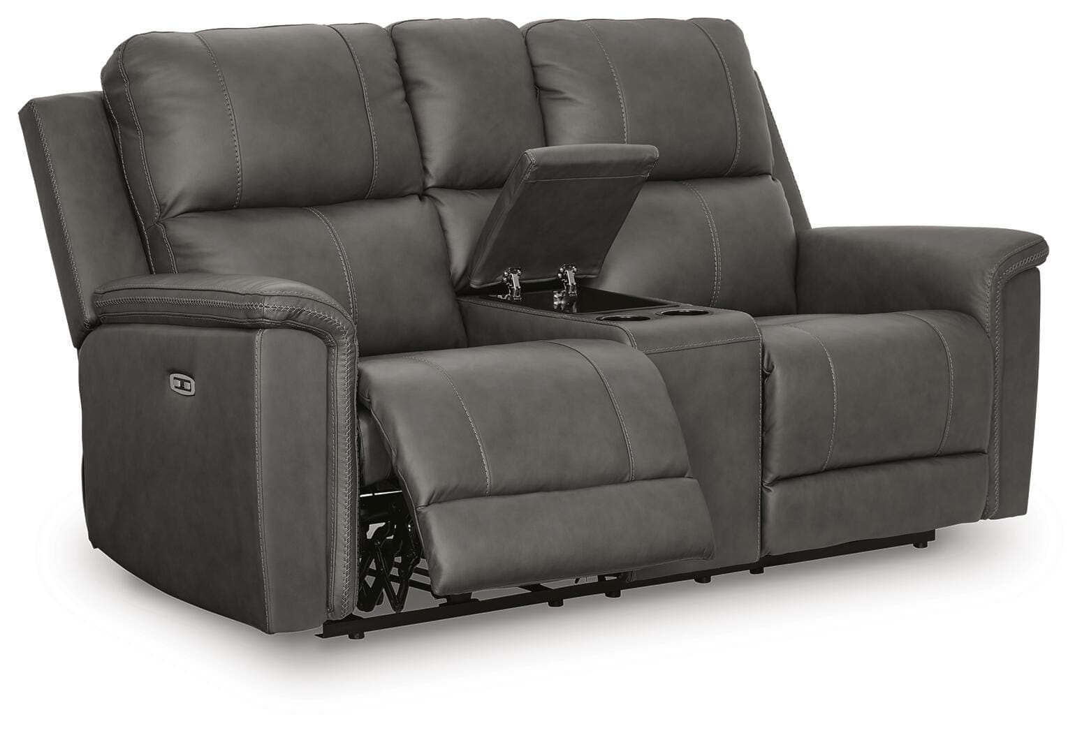 Beryton Power Reclining Loveseat with Console — Brown/Beige — view 3