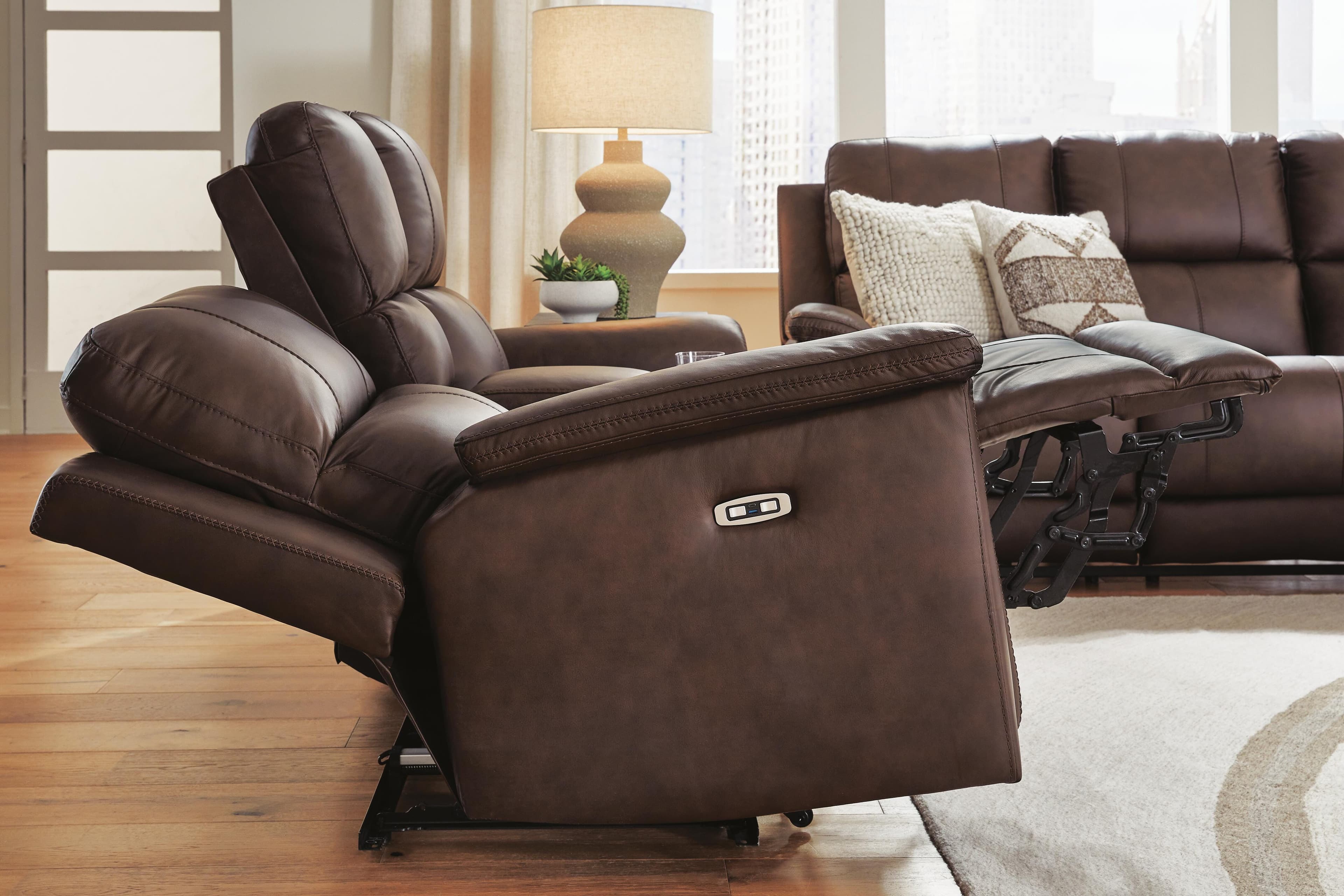 Beryton Power Reclining Sofa — Black/Gray — view 7