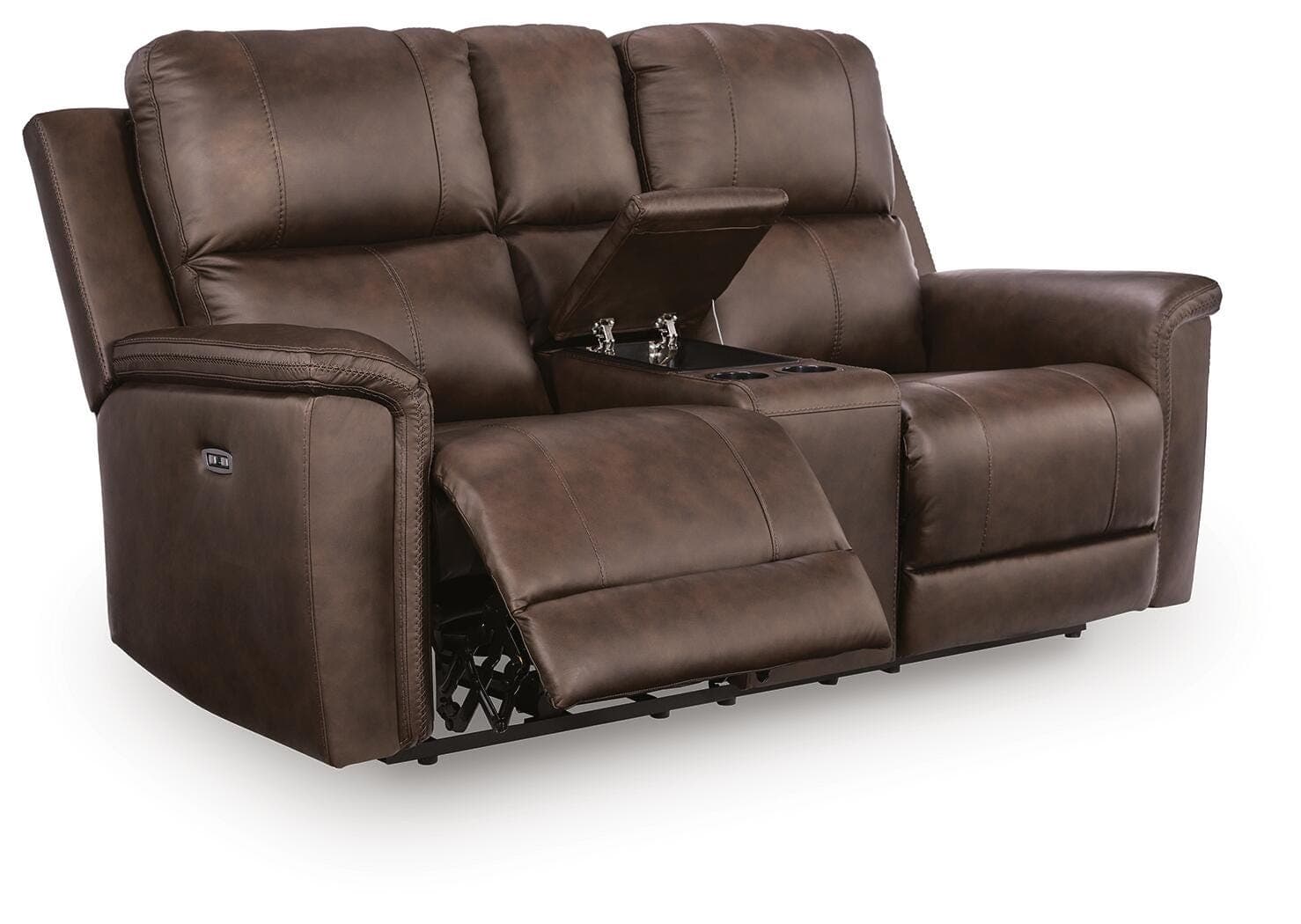 Beryton Power Reclining Loveseat with Console — Black/Gray — view 3