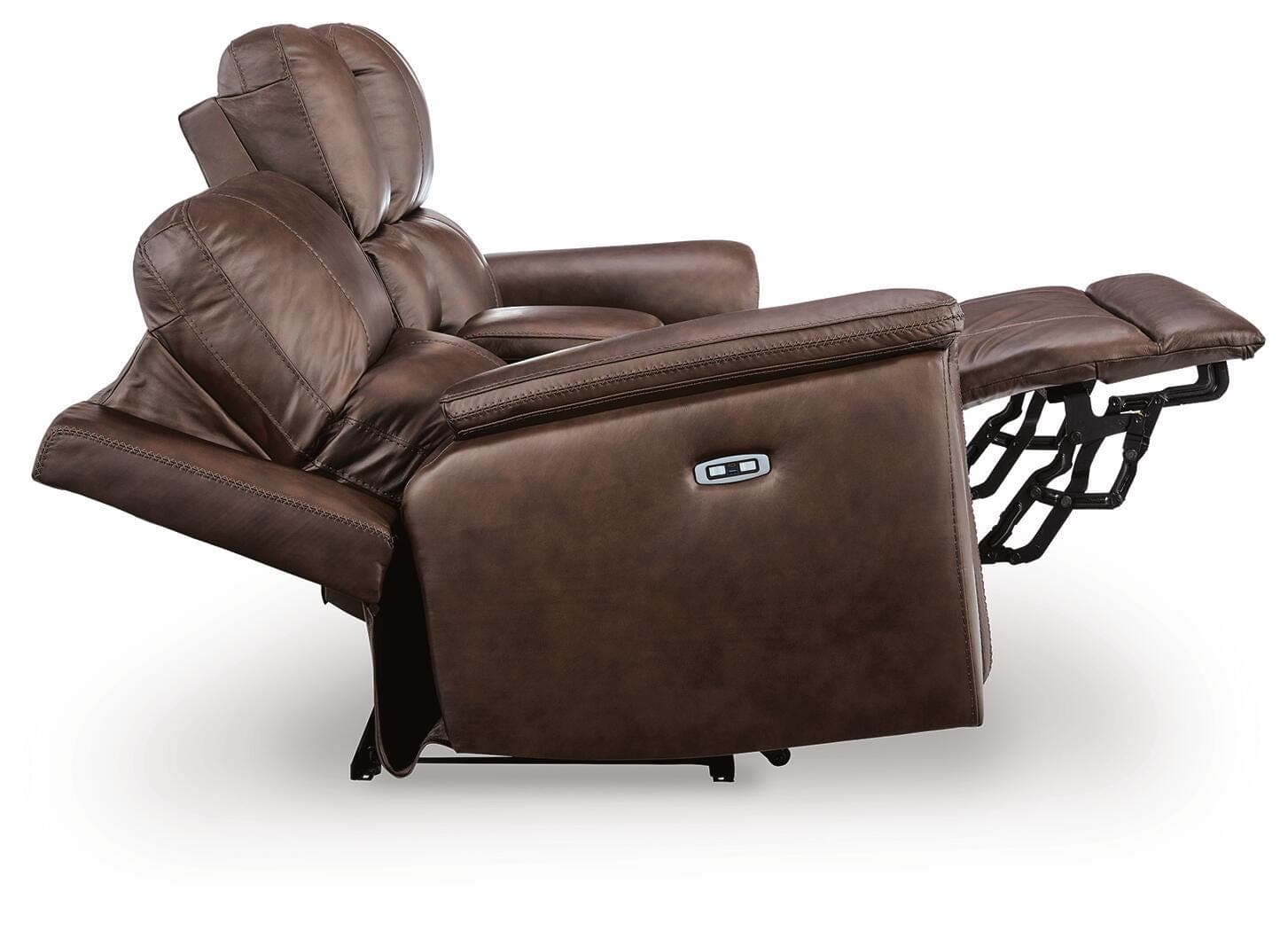 Beryton Power Reclining Loveseat with Console — Black/Gray — view 4