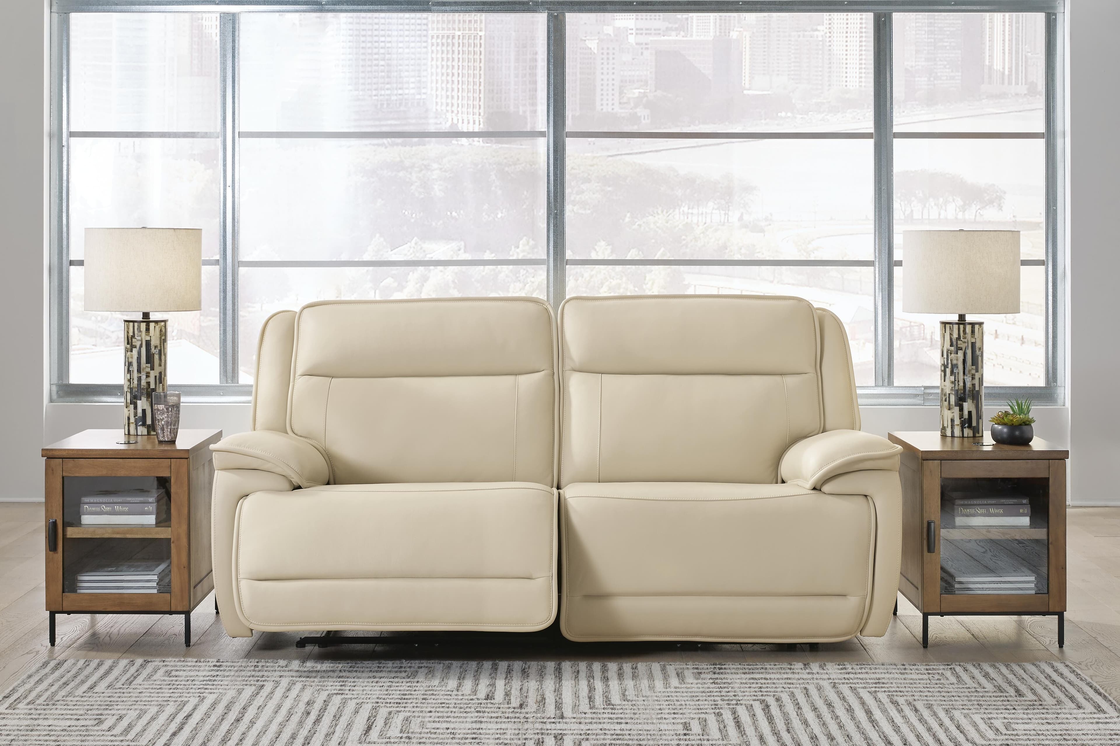 Double Deal 2-Piece Power Reclining Loveseat Sectional — Brown/Beige — view 2