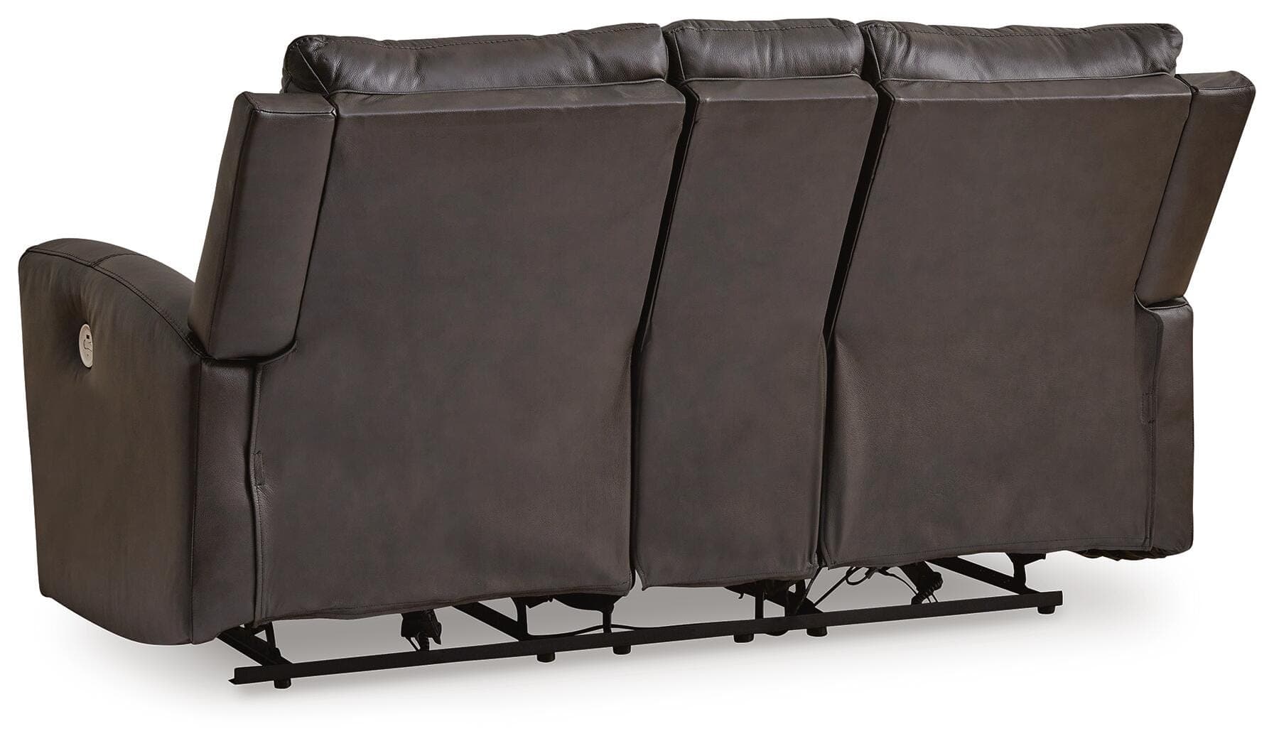 Boxmere Power Reclining Loveseat with Console — Black/Gray — view 6