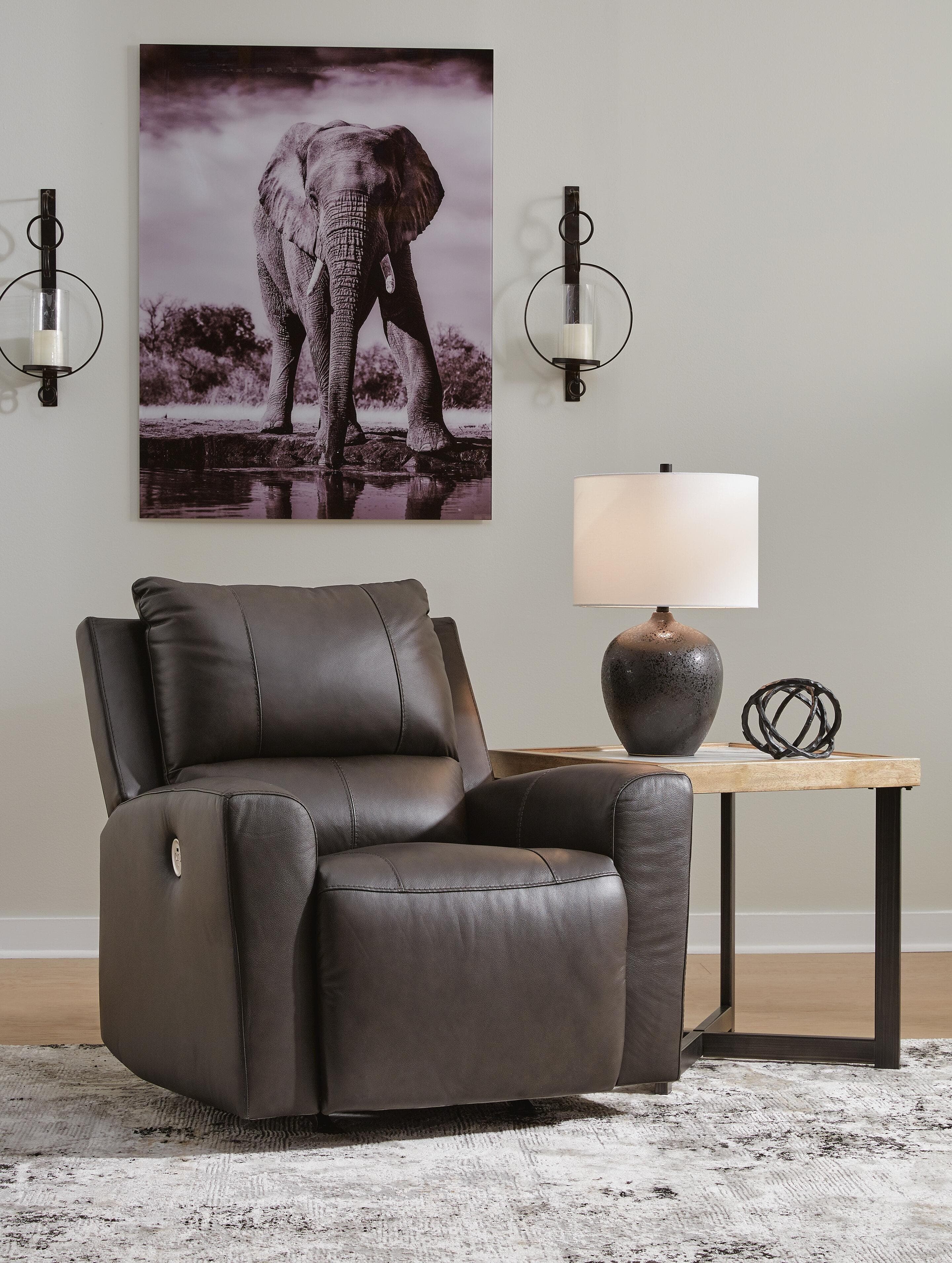 Boxmere Power Recliner — Black/Gray — view 2