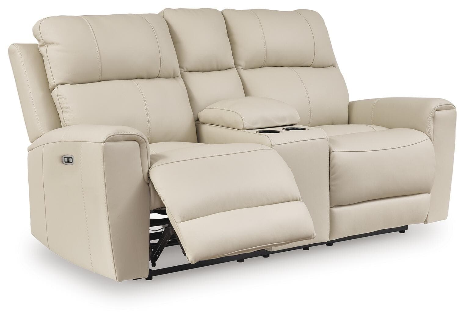 Dahlmoore Power Reclining Loveseat with Console — White — view 3