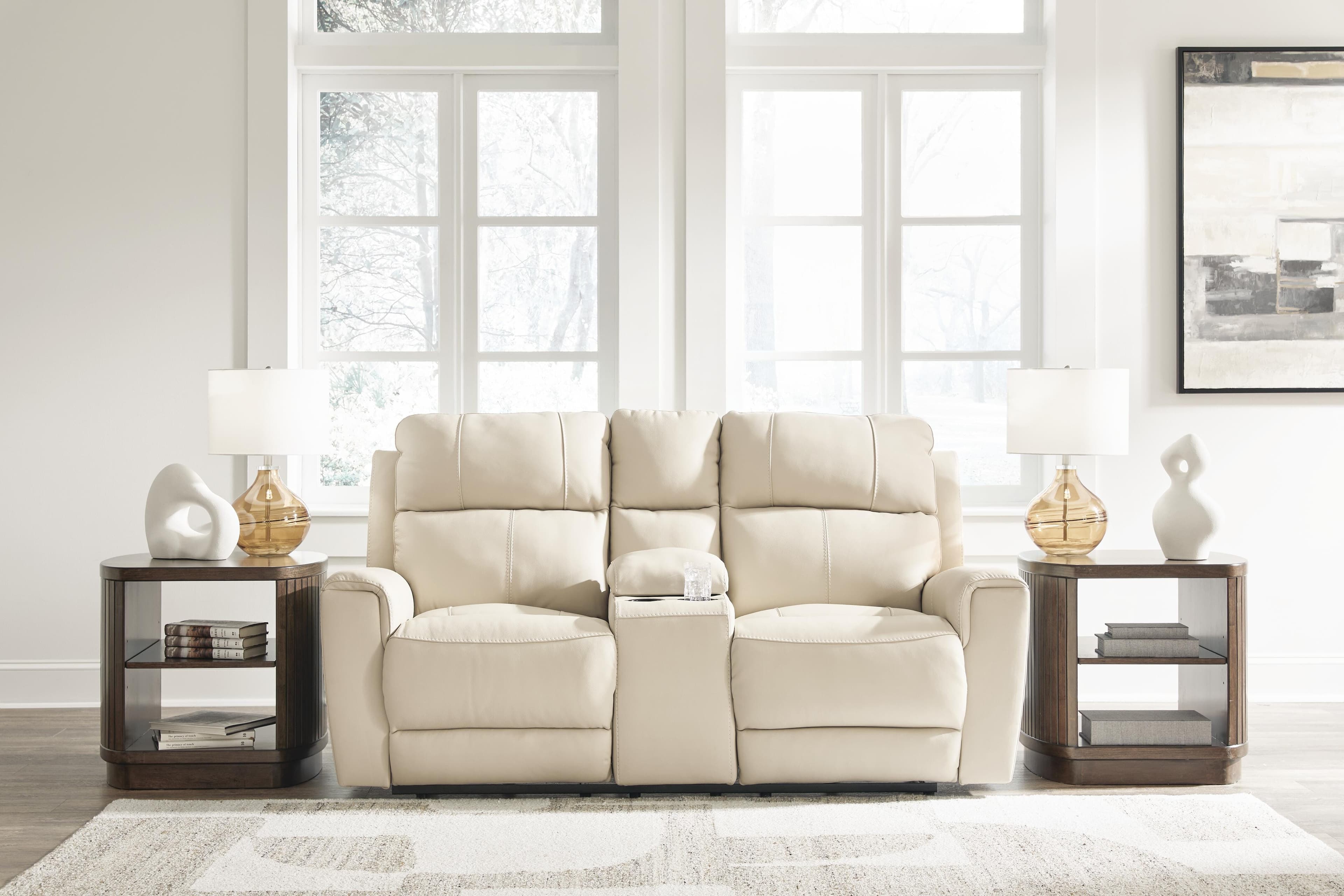 Dahlmoore Power Reclining Loveseat with Console — White — view 2