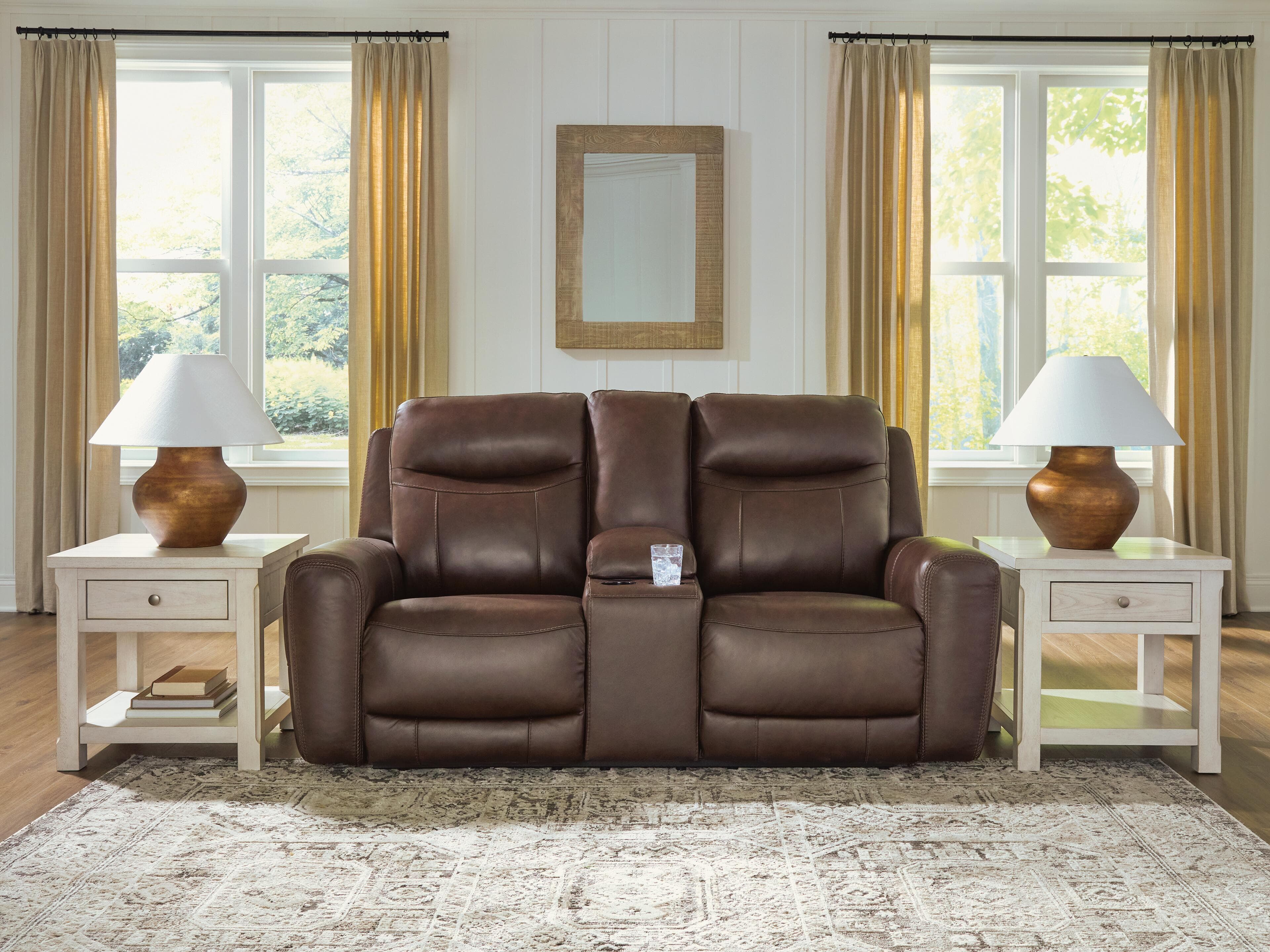 Gravier Power Reclining Loveseat with Console — Brown/Beige — view 2