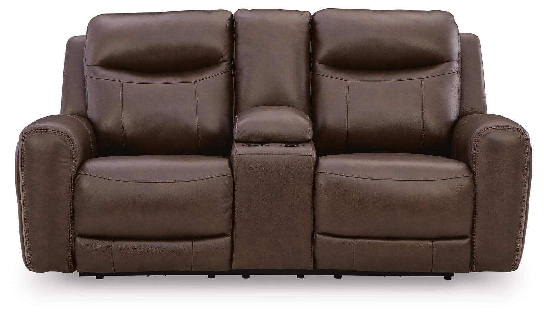 Gravier Power Reclining Loveseat with Console — Brown/Beige — view 4