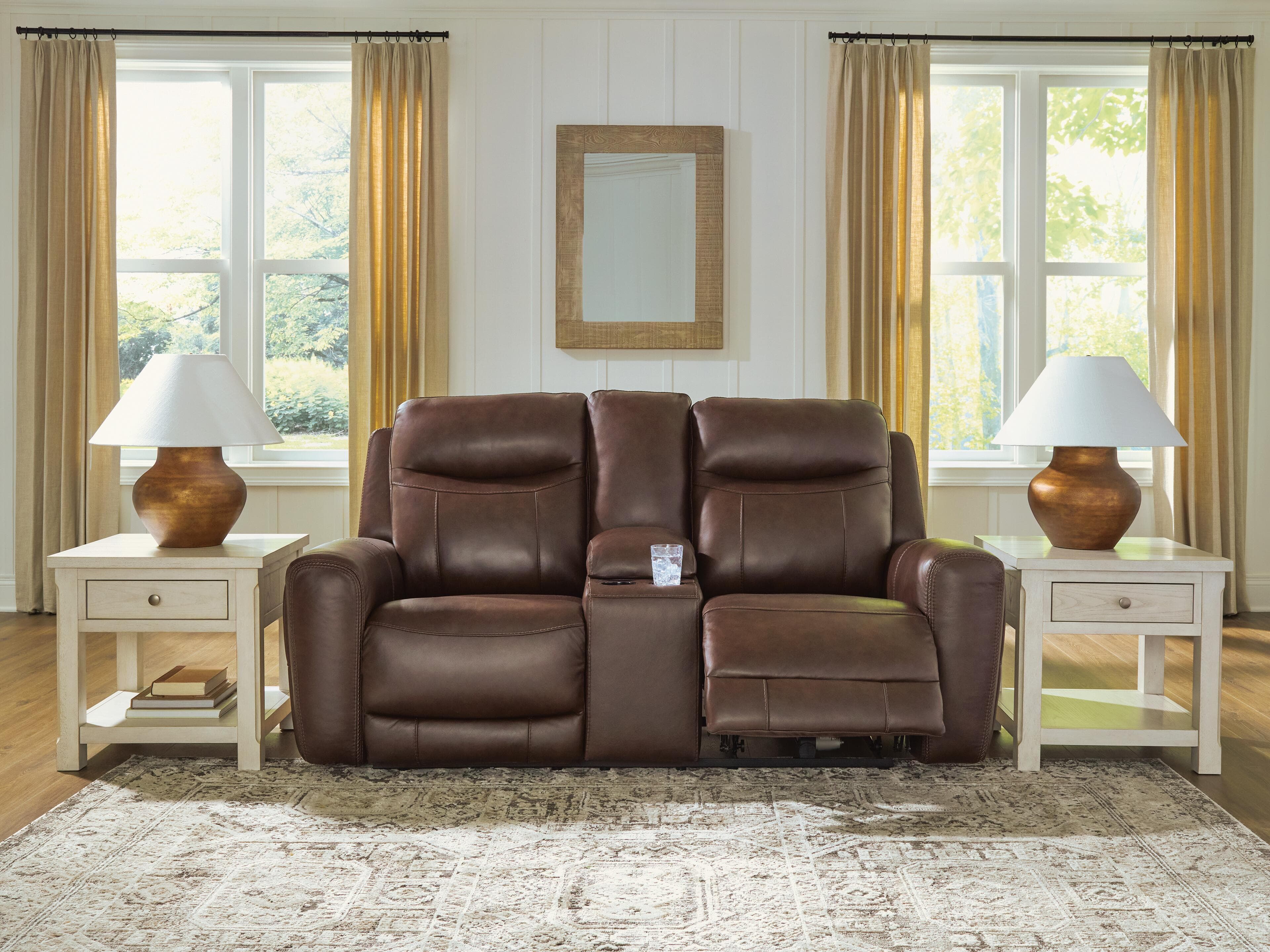 Gravier Power Reclining Loveseat with Console — Brown/Beige — view 6