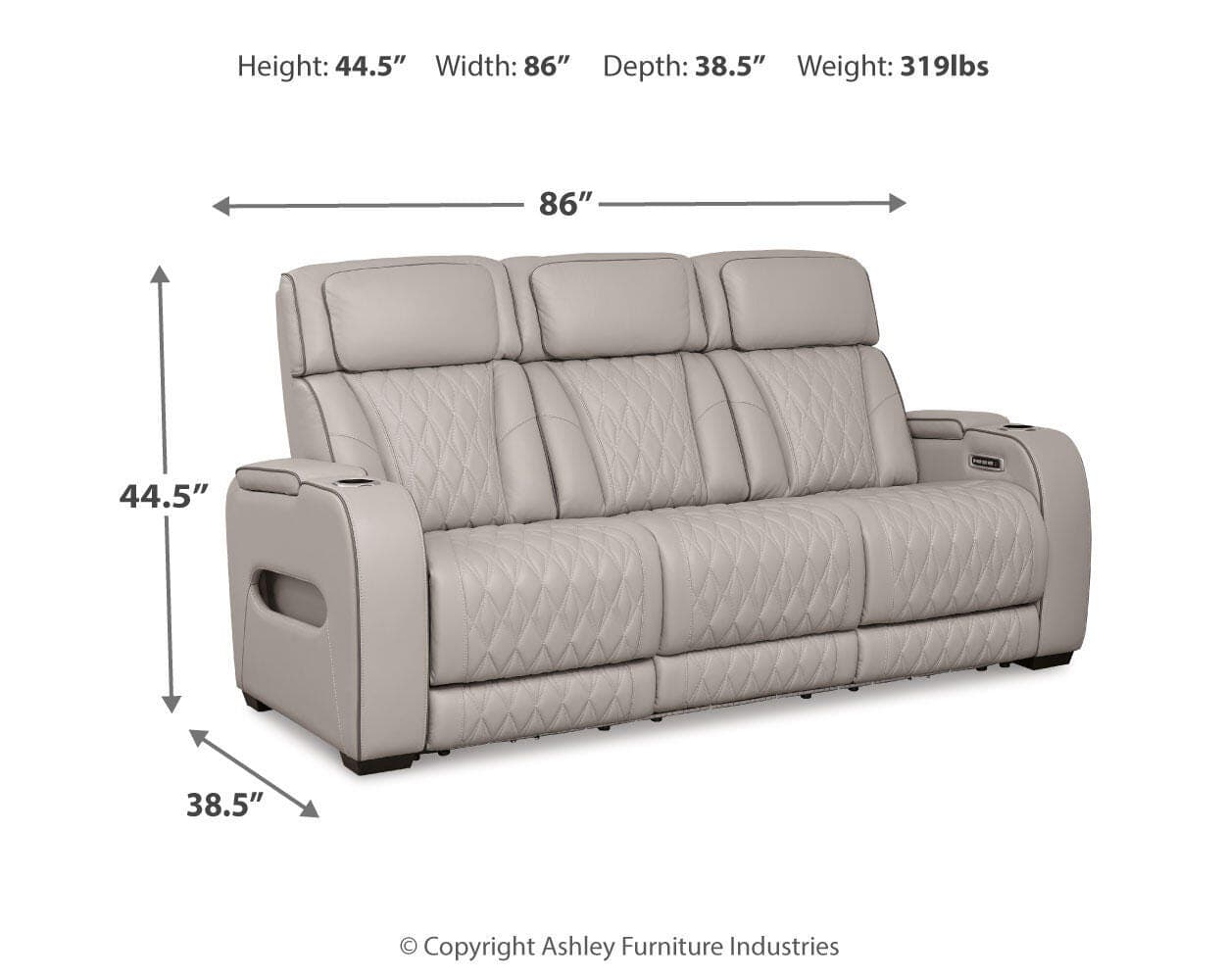 Boyington Power Reclining Sofa — Black/Gray — view 4