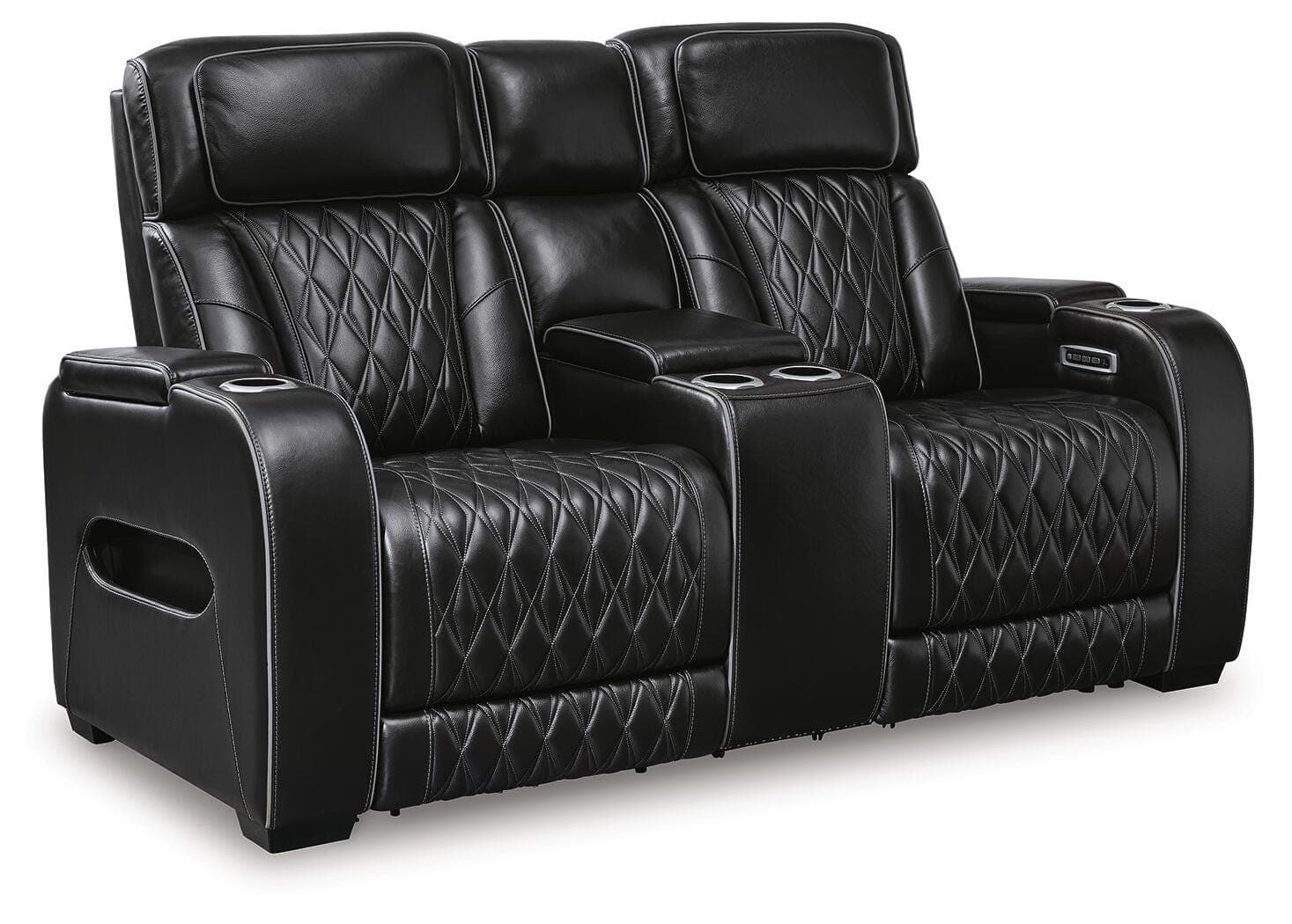 Boyington Power Reclining Loveseat with Console — Black/Gray — view 3