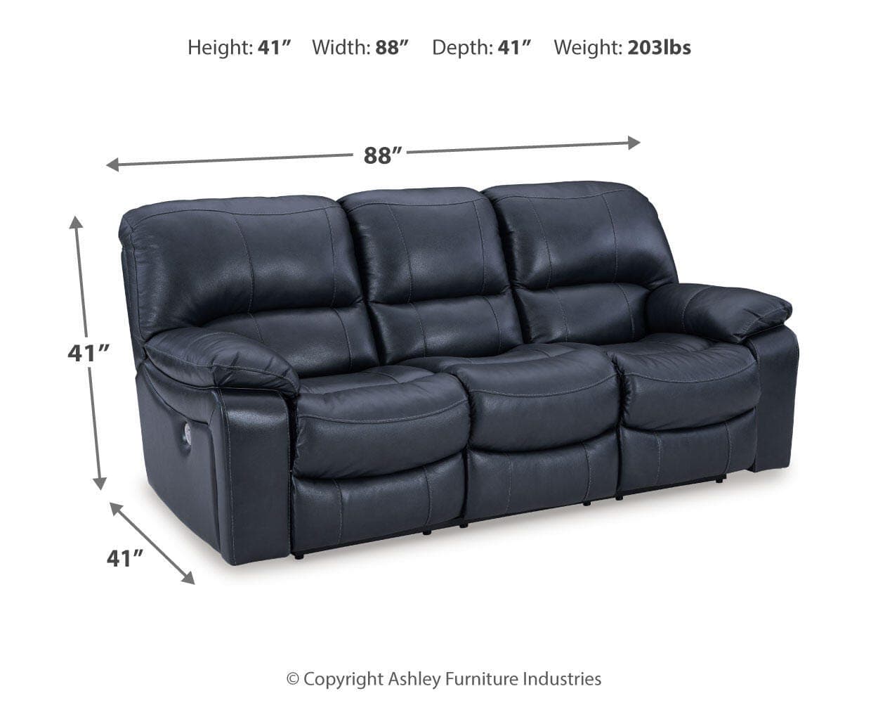 Leesworth Power Reclining Sofa — Blue — view 4
