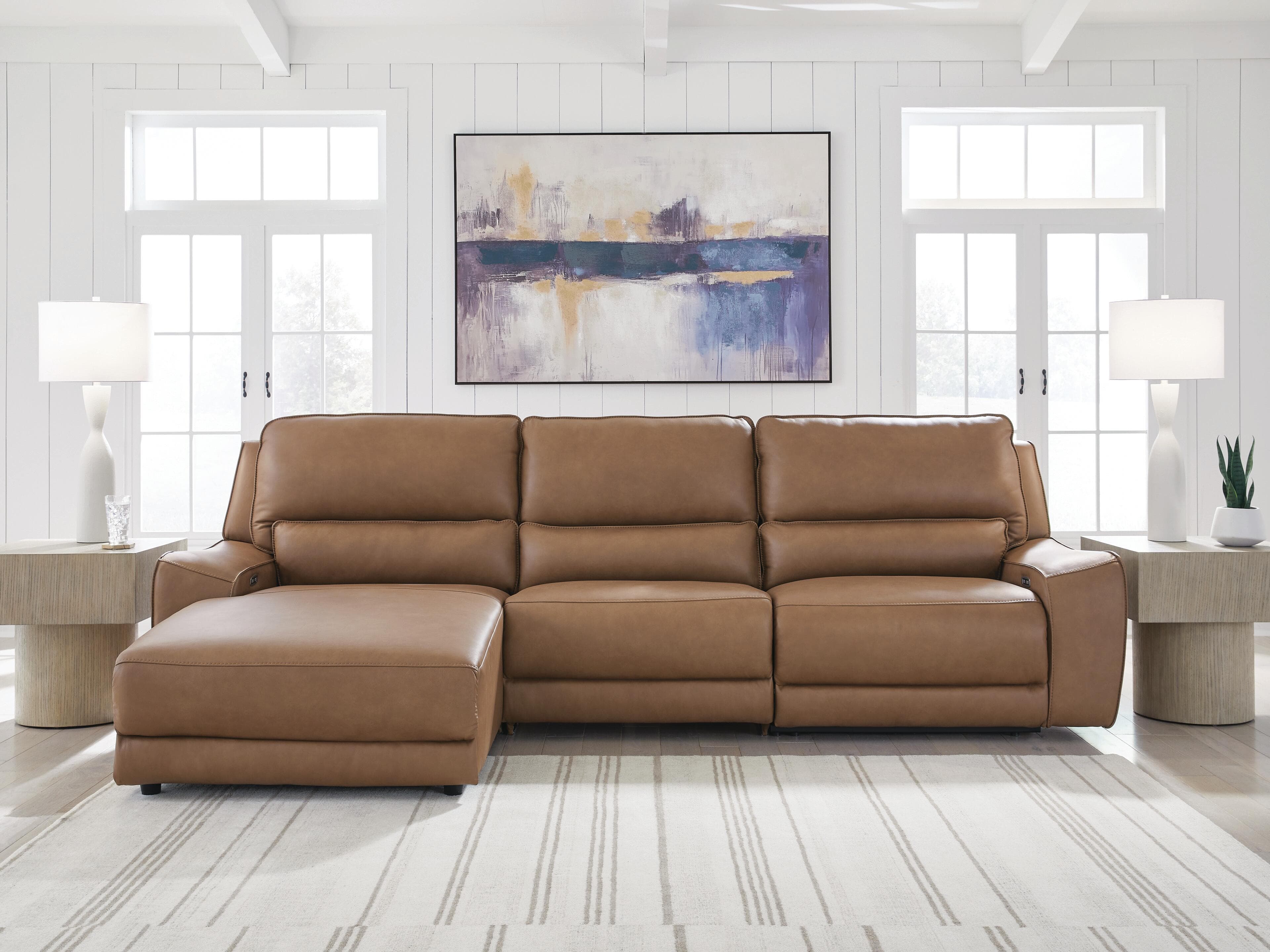 Silverbrooke 3-Piece Reclining Sofa Chaise — Caramel — view 2