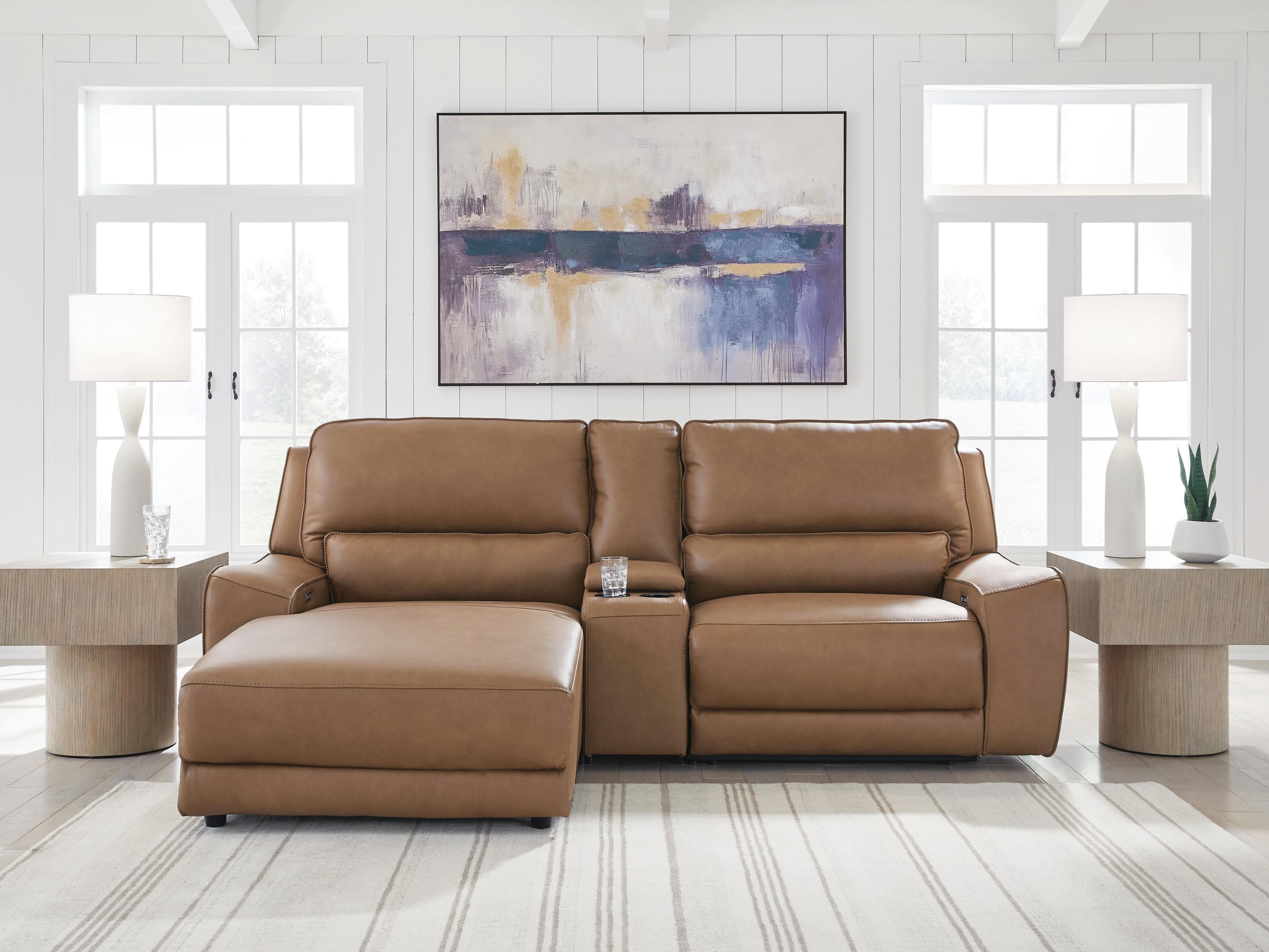 Silverbrooke 3-Piece Power Reclining Sectional with Chaise — Caramel — view 2
