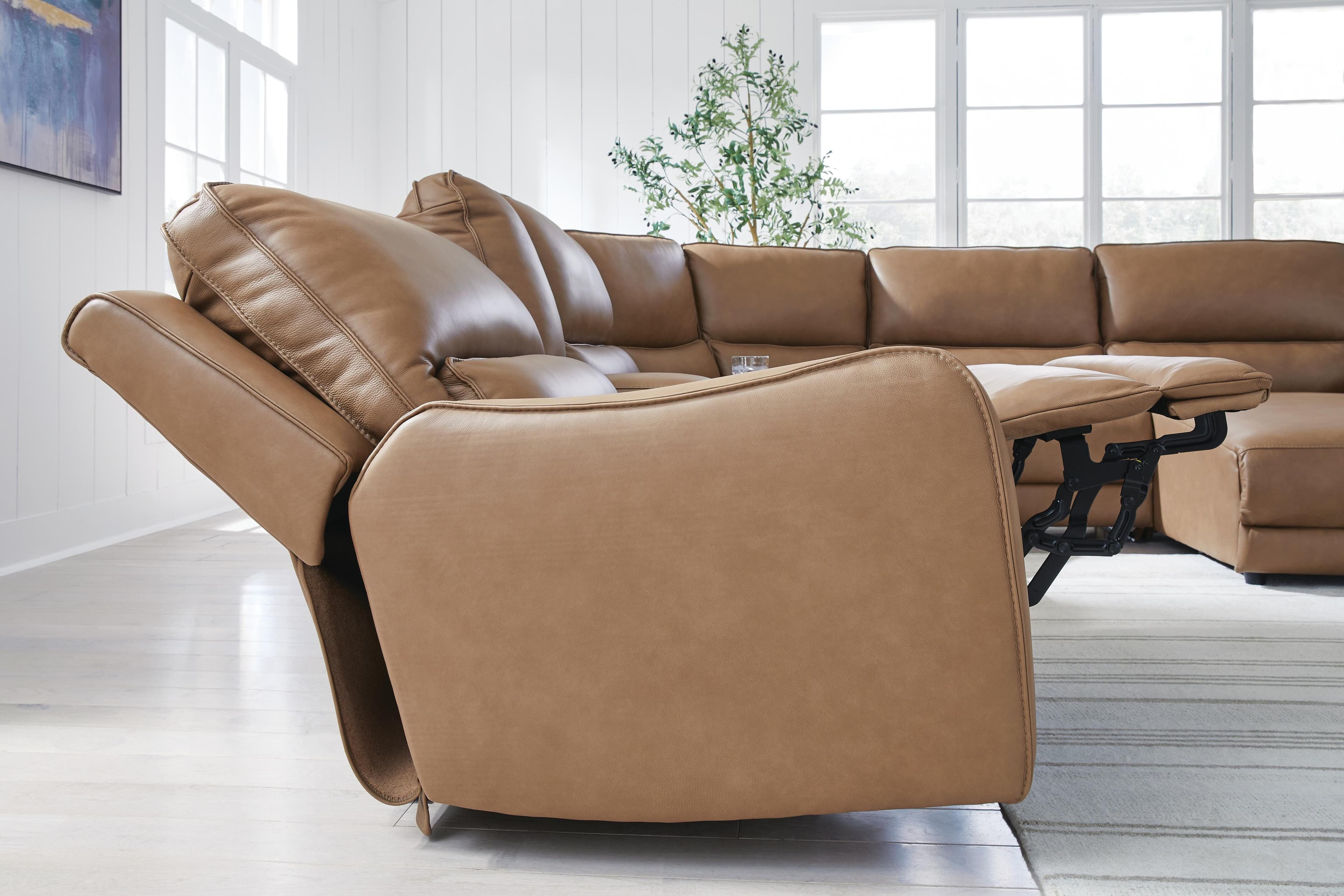 Silverbrooke 6-Piece Power Reclining Sectional with Chaise — Caramel — view 8
