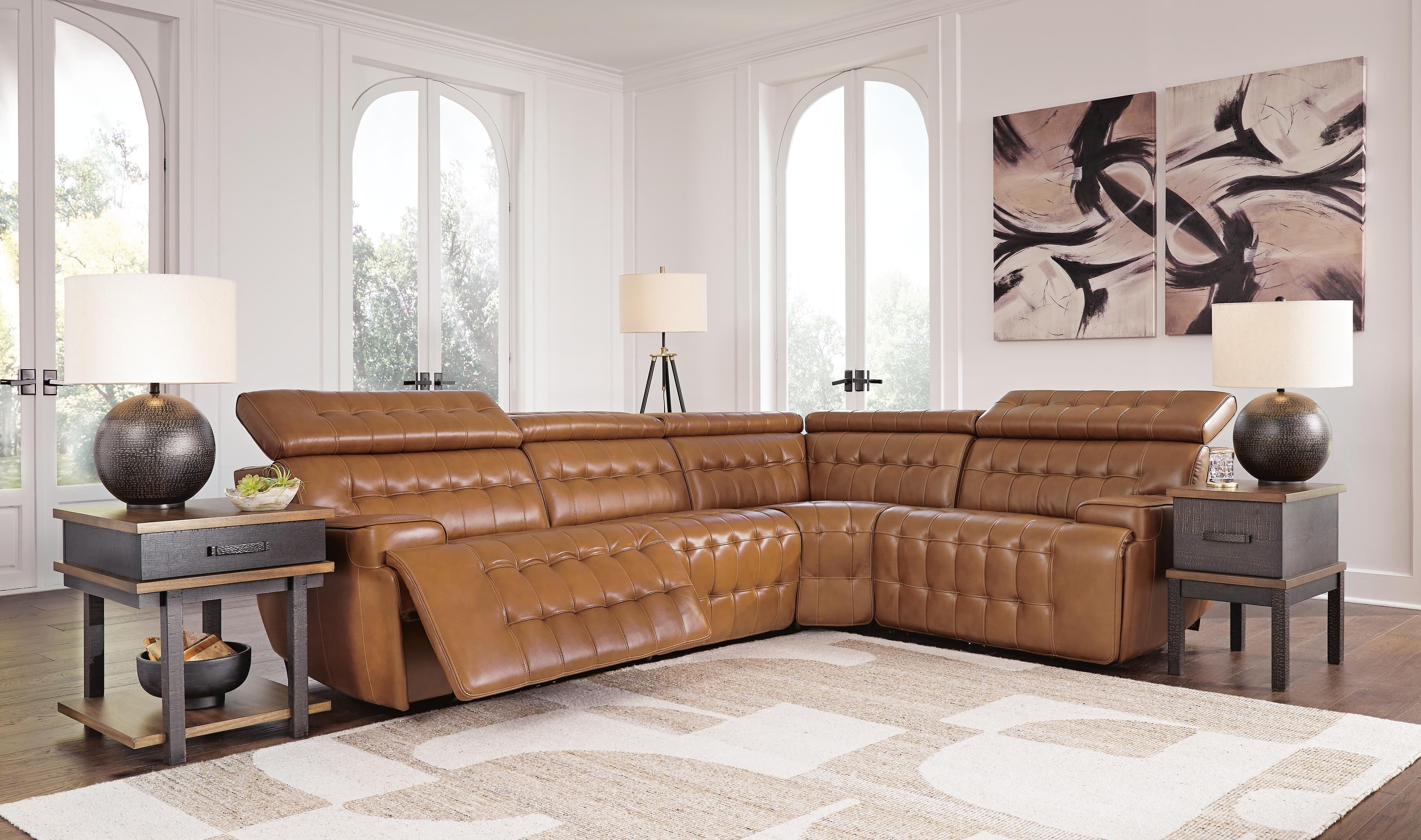 Temmpton 4-Piece Reclining Sectional — Brown/Beige — view 2