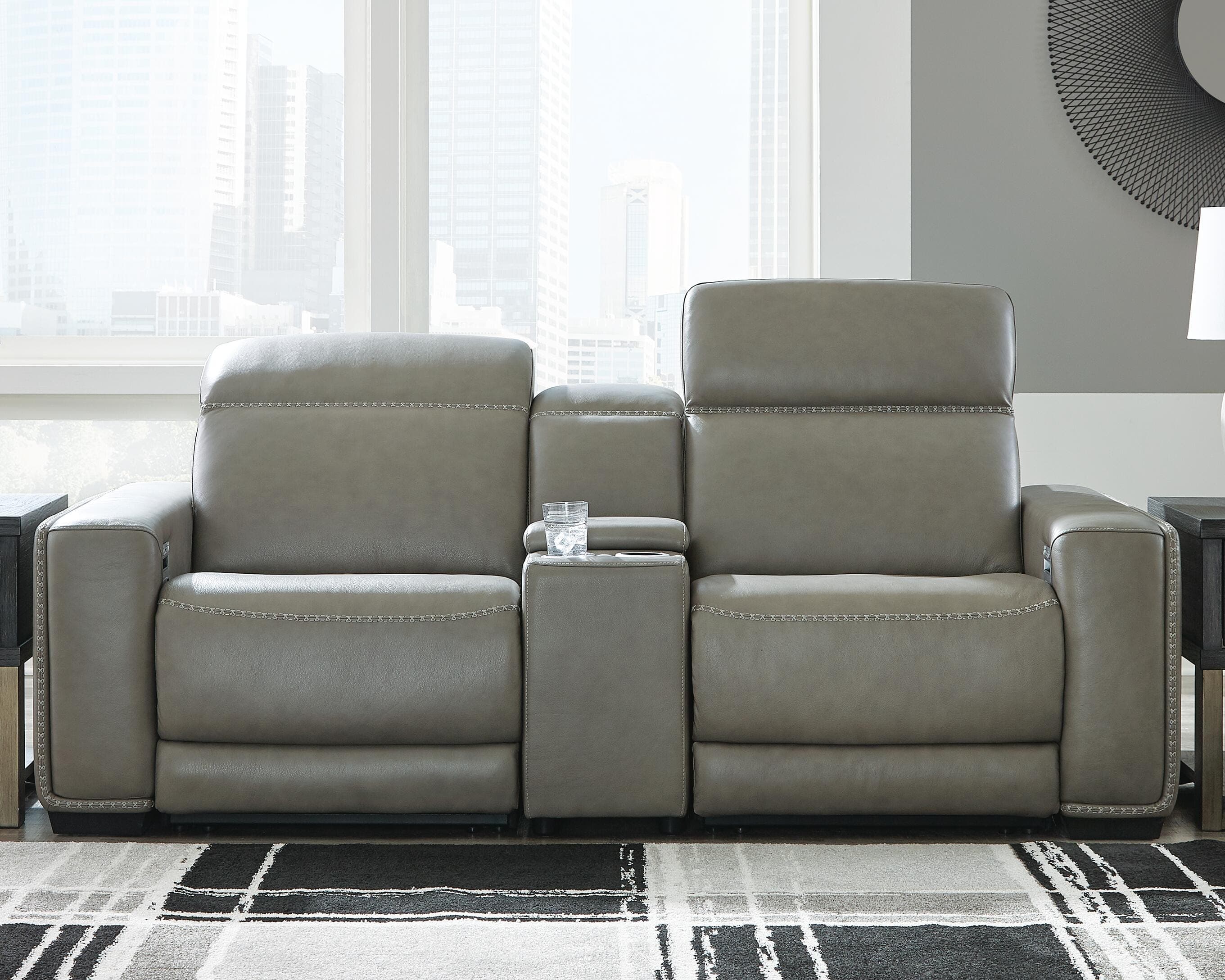Correze 3-Piece Power Reclining Sectional Loveseat — Black/Gray — view 2