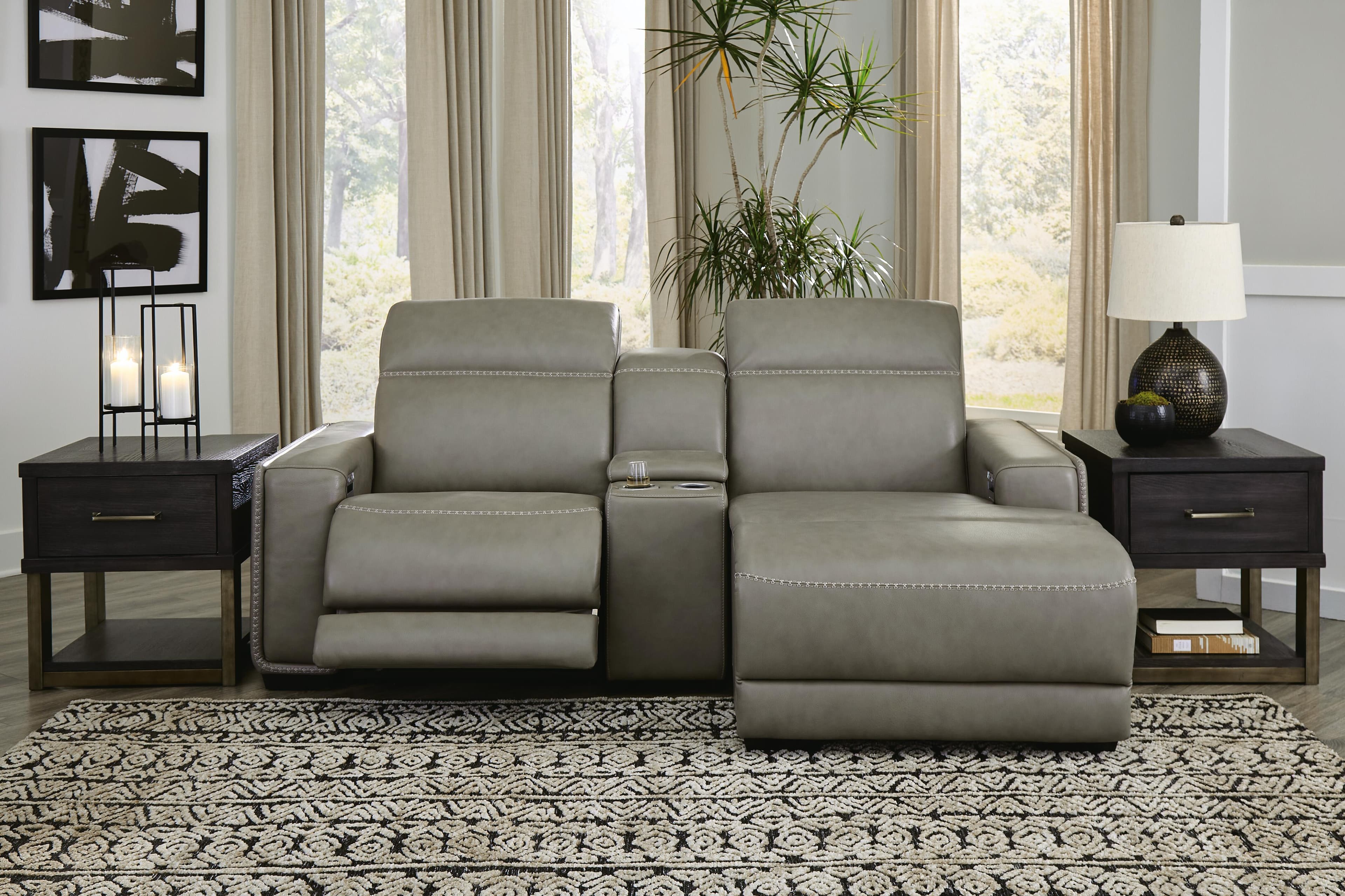 Correze 3-Piece Power Reclining Sectional with Chaise — Black/Gray — view 2