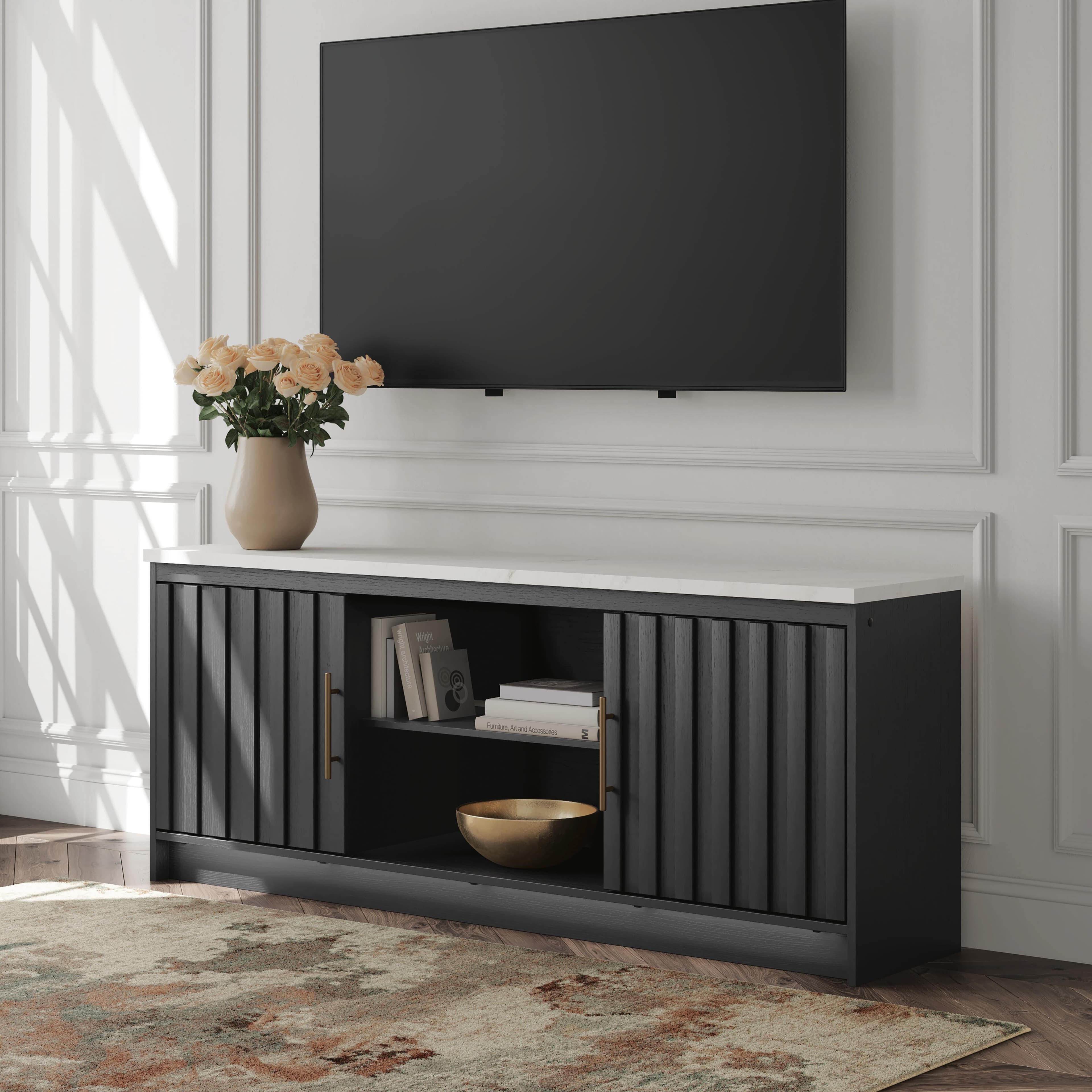 Cadmori 63" TV Stand — White & Black/Gray — view 2