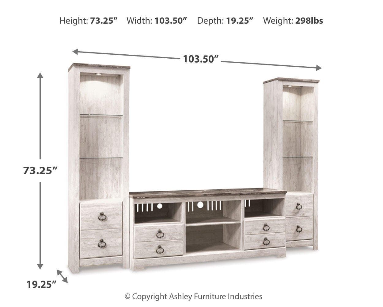 Willowton 3-Piece Entertainment Center — White — view 7