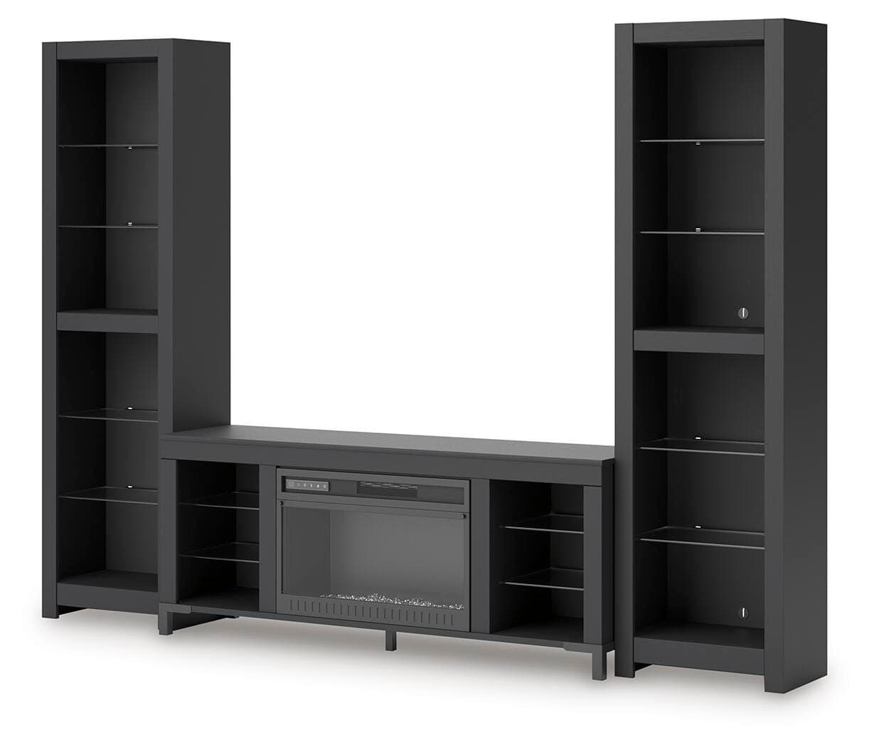 Cayberry 3-Piece Entertainment Center with Electric Fireplace — Black/Gray — view 3