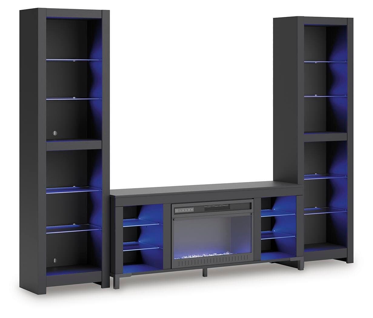 Cayberry 3-Piece Entertainment Center with Electric Fireplace — Black/Gray — view 4