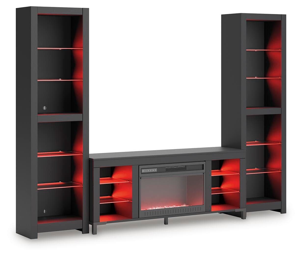 Cayberry 3-Piece Entertainment Center with Electric Fireplace — Black/Gray — view 5
