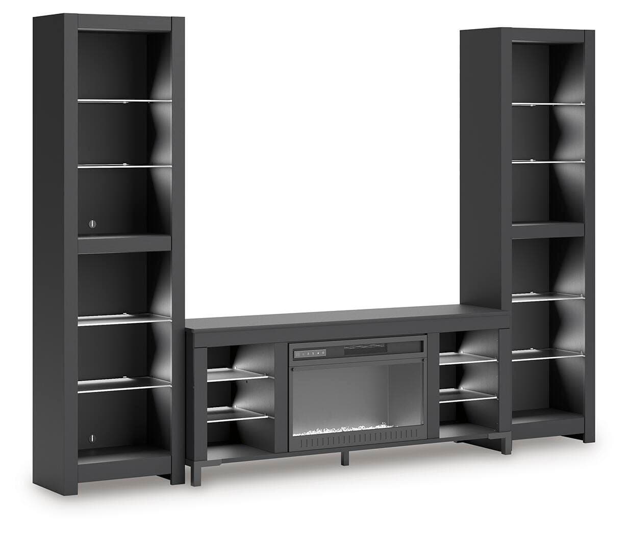 Cayberry 3-Piece Entertainment Center with Electric Fireplace — Black/Gray — view 6