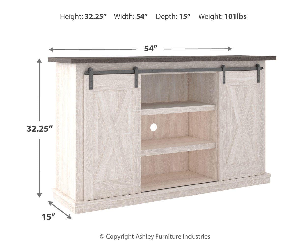 Dorrinson 54" TV Stand — White & Black/Gray — view 3
