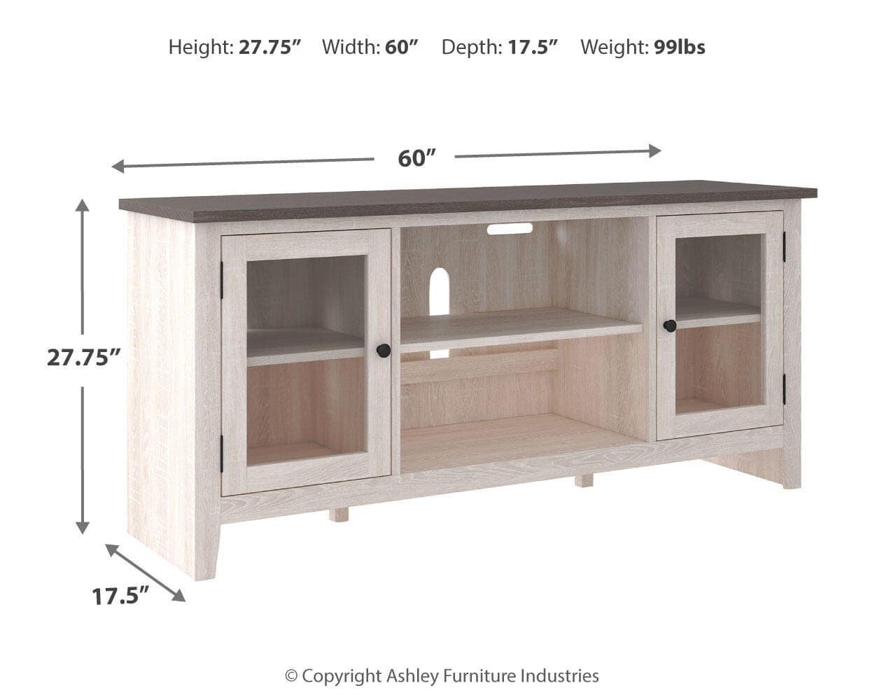 Dorrinson 60" TV Stand — White & Black/Gray — view 4