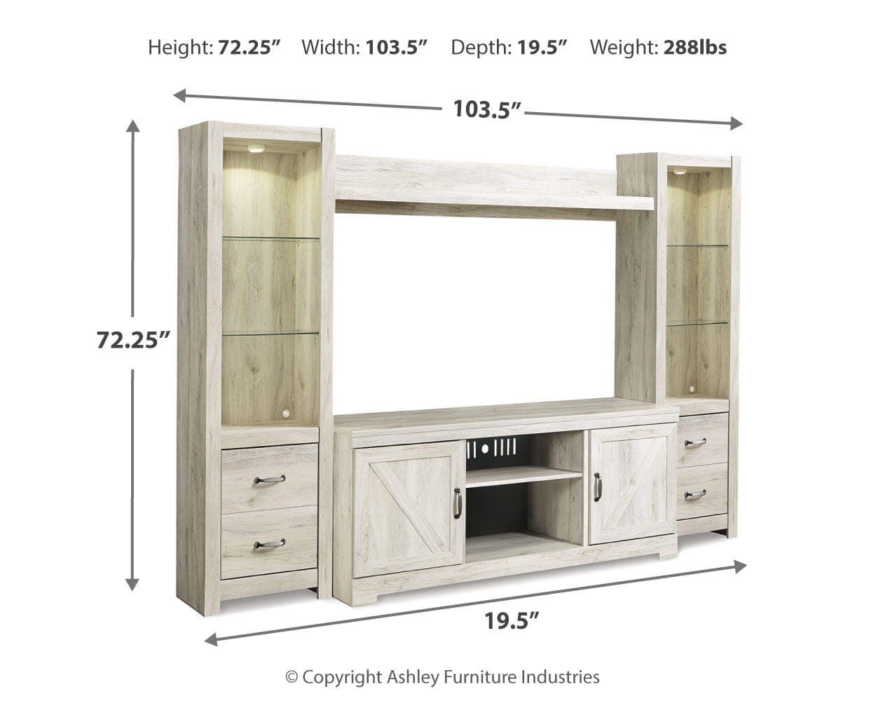 Bellaby 4-Piece Entertainment Center — White — view 4