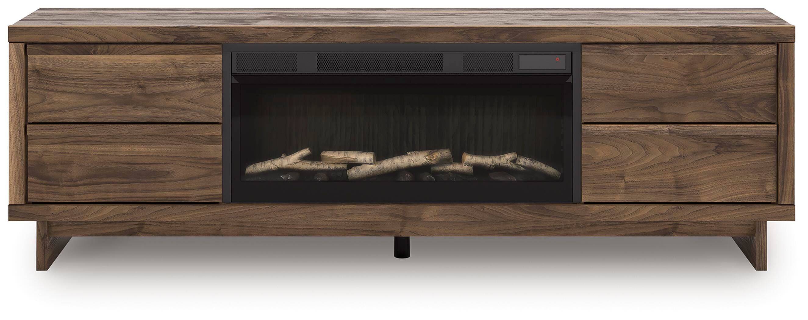 Zadilyn 72" TV Stand with Electric Fireplace — Brown/Beige — view 3