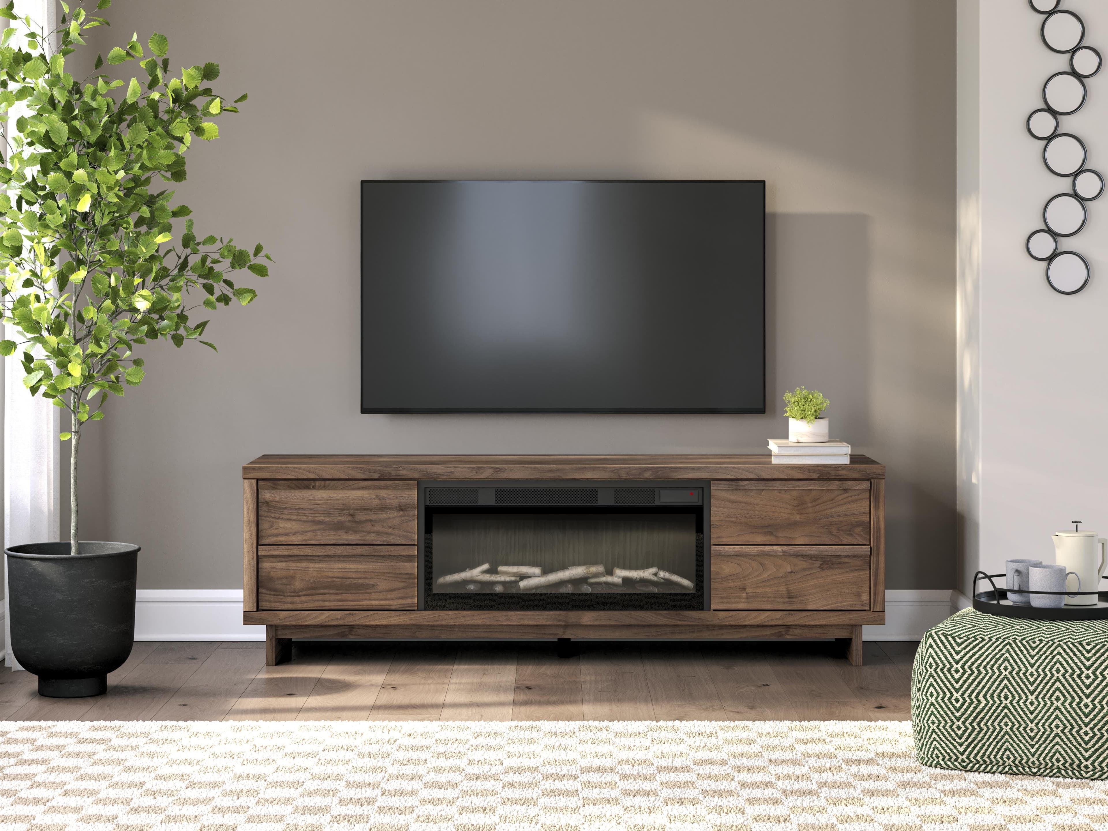 Zadilyn 72" TV Stand with Electric Fireplace — Brown/Beige — view 7