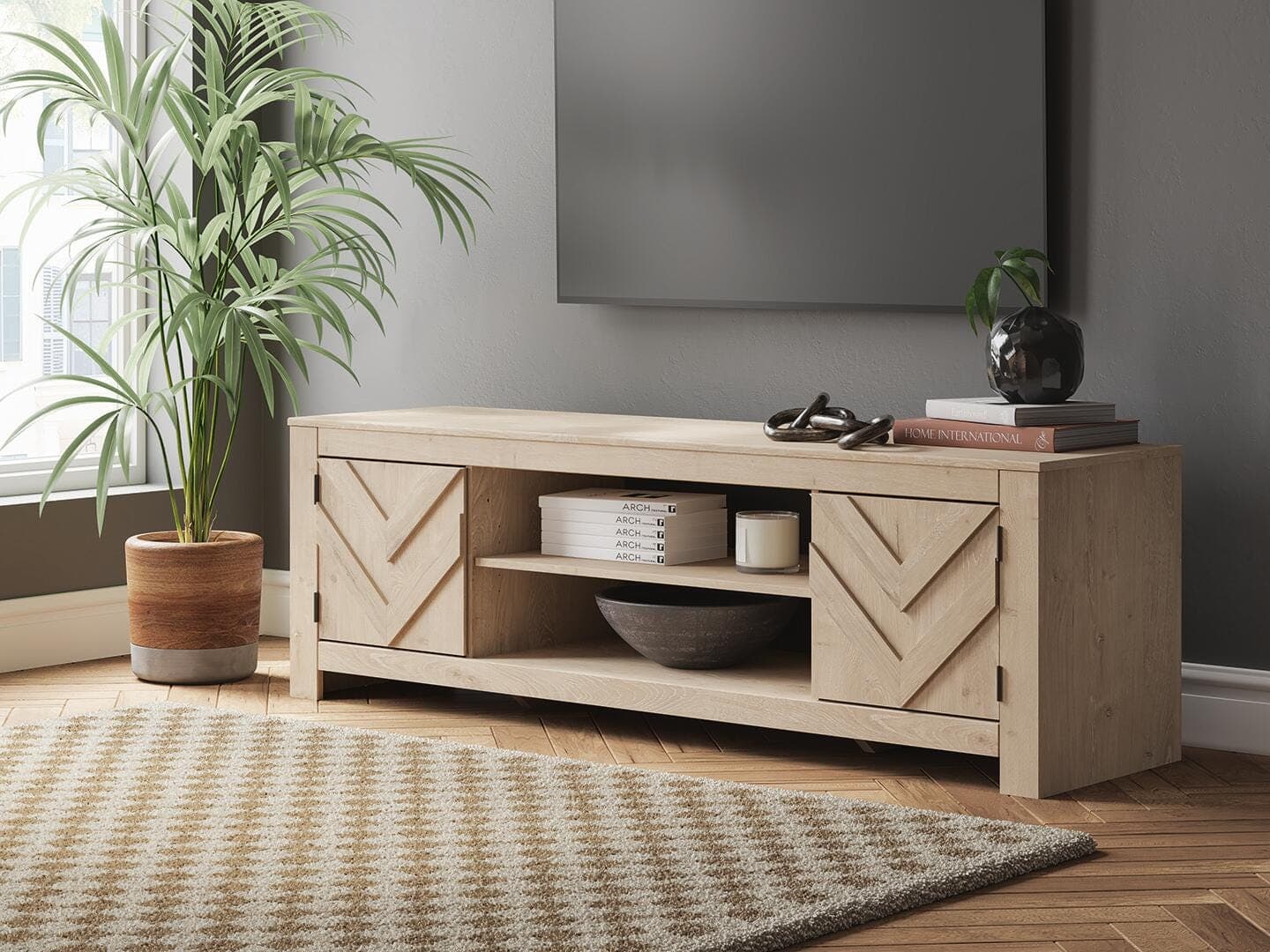 Cayboni 71" TV Stand — Brown/Beige — view 2