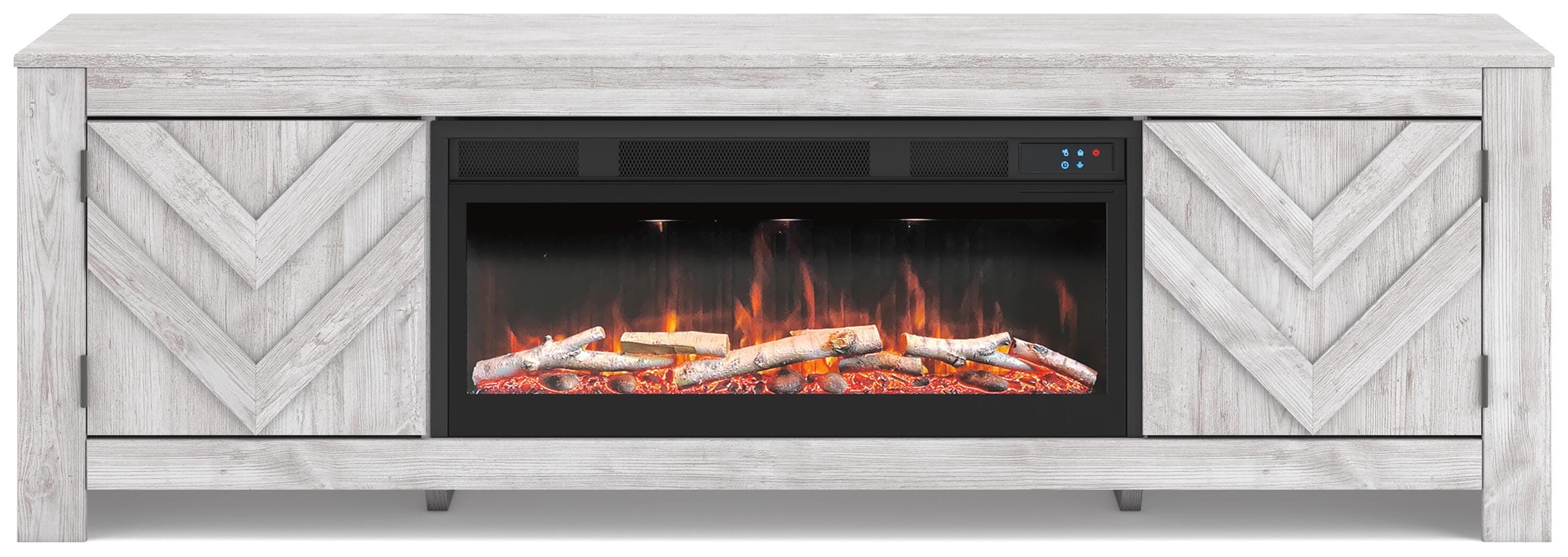 Cayboni 71" TV Stand with Electric Fireplace — Whitewash — view 3