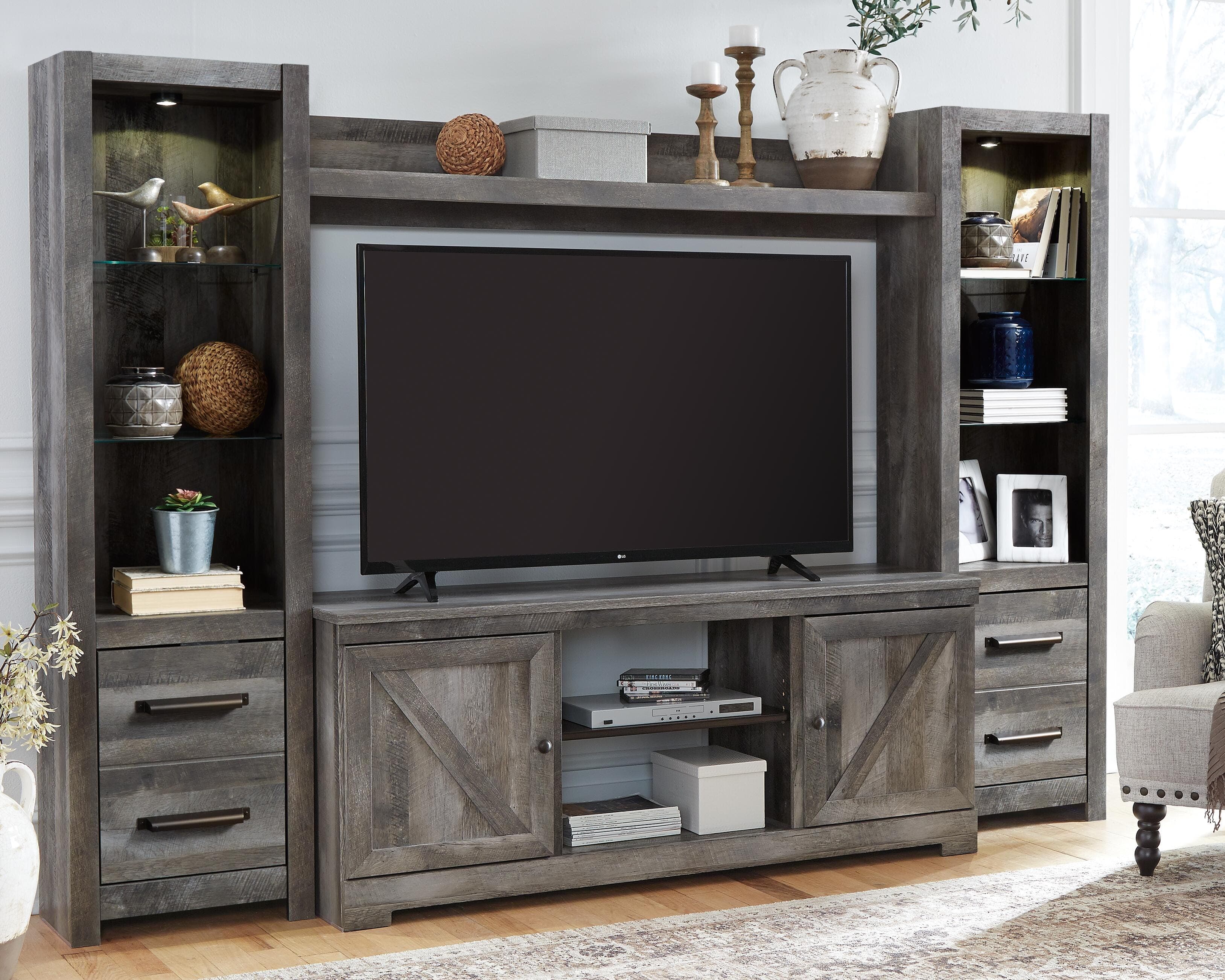 Wynnlow 4-Piece Entertainment Center — Black/Gray — view 2
