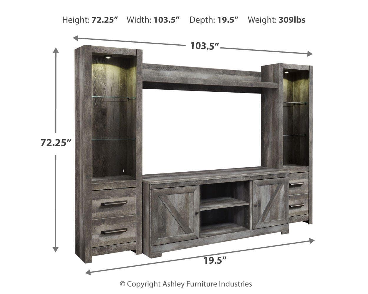 Wynnlow 4-Piece Entertainment Center — Black/Gray — view 4