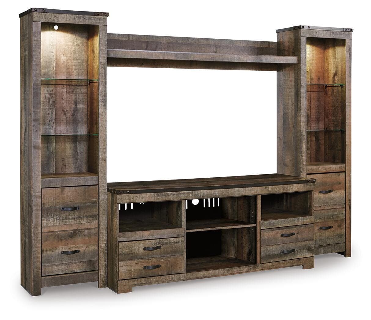 Trinell 4-Piece Entertainment Center — Brown/Beige — view 2