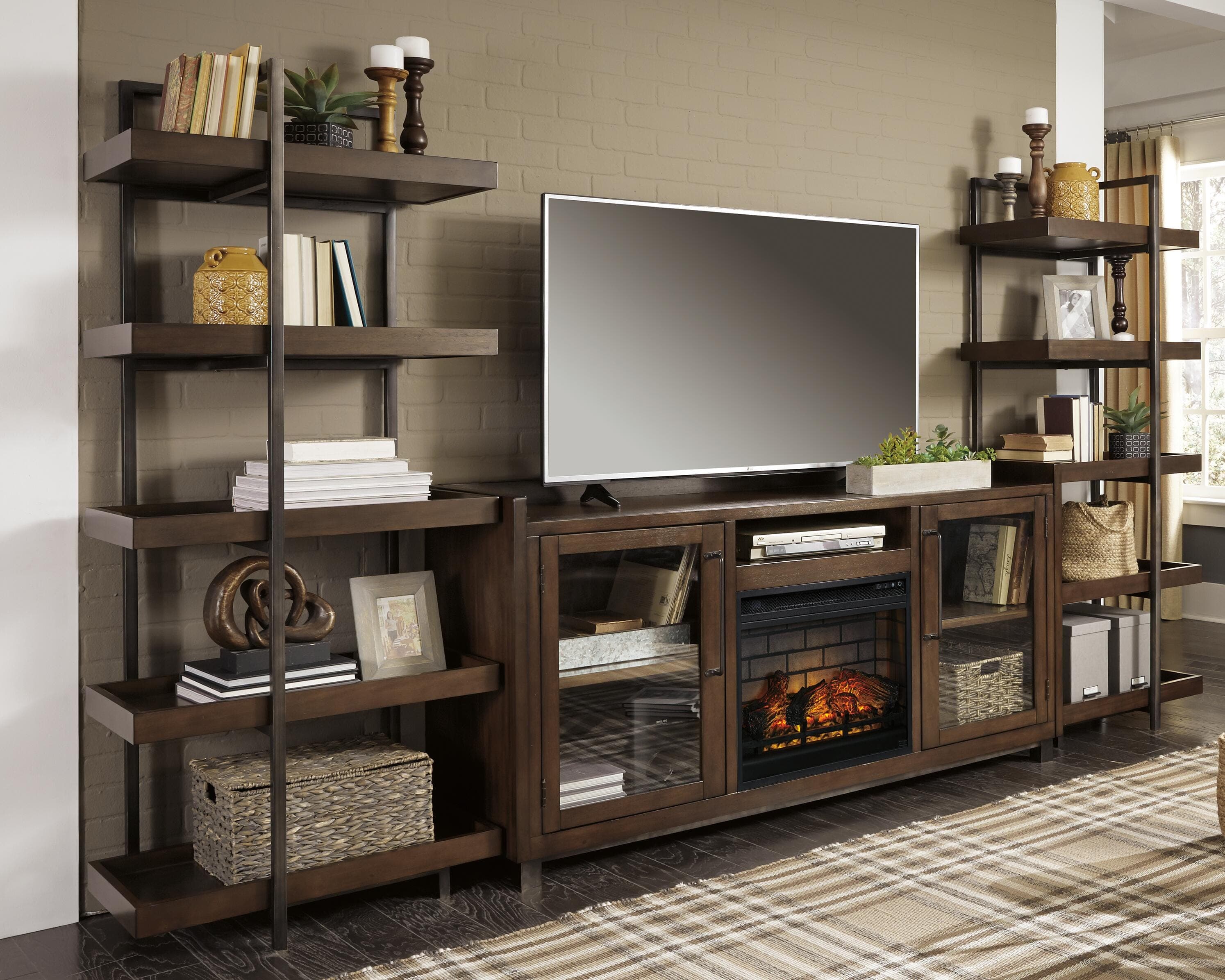 Starmore 3-Piece Wall Unit with Electric Fireplace — Brown/Beige — view 2