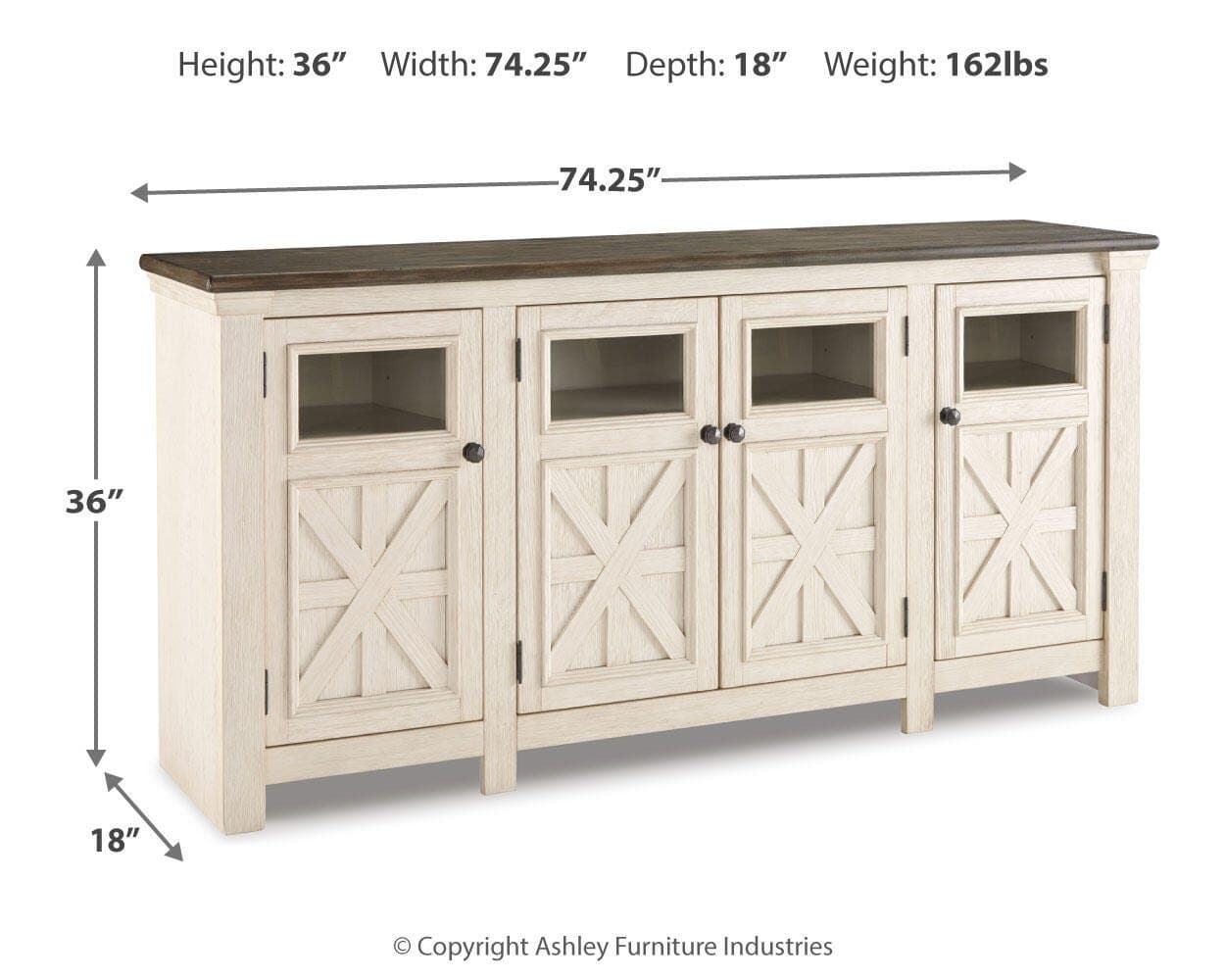 Bolanburg 74" TV Stand — White & Brown/Beige — view 4