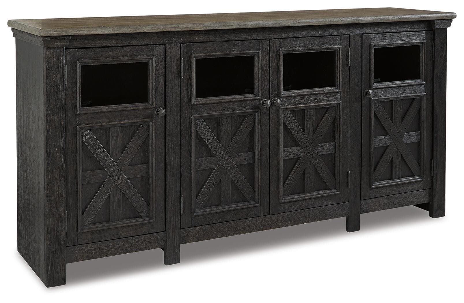 Tyler Creek 74" TV Stand — Black/Gray — view 5
