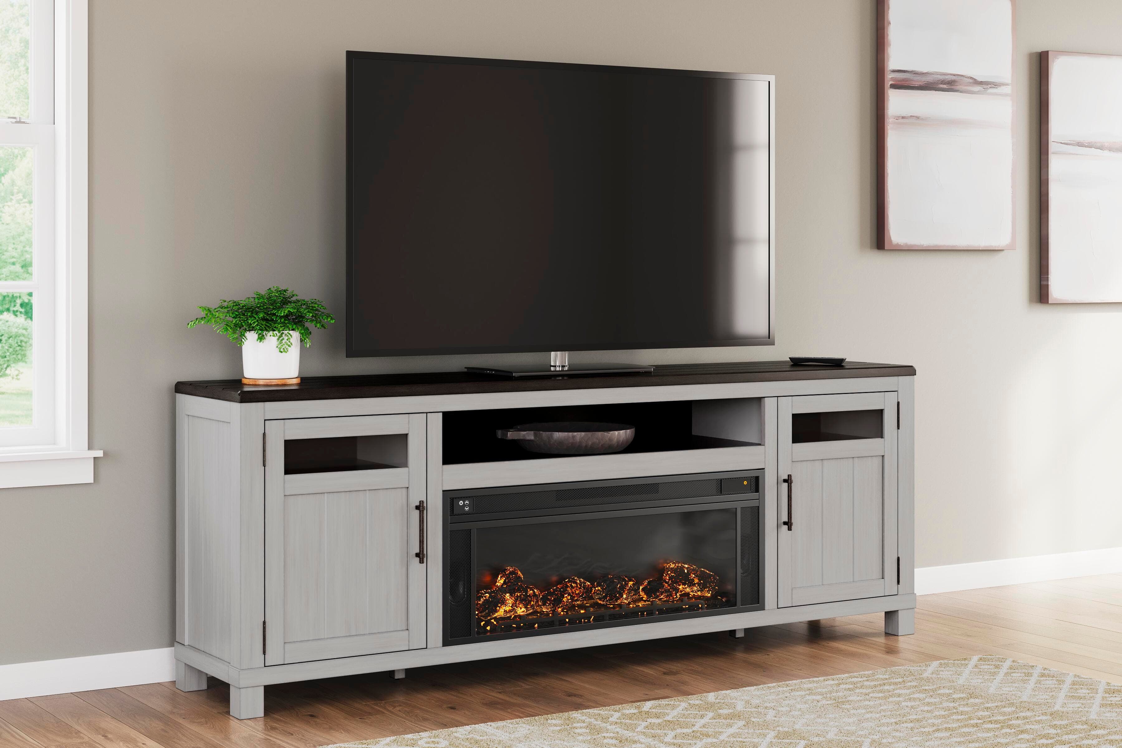 Darborn 88" TV Stand with Electric Fireplace — Black/Gray & Brown/Beige — view 2