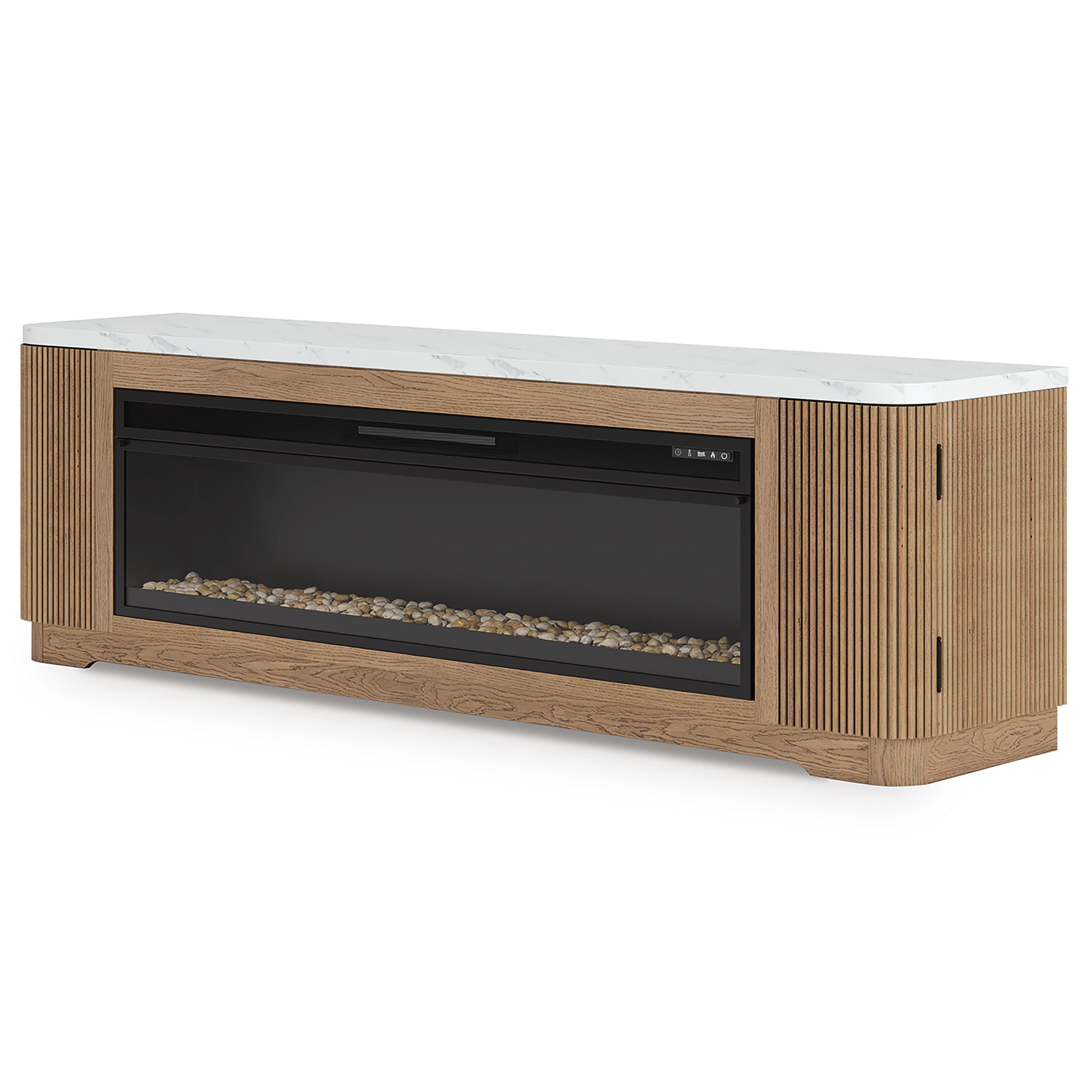 Camdill 80" TV Stand with Electric Fireplace — Brown/Beige — view 2