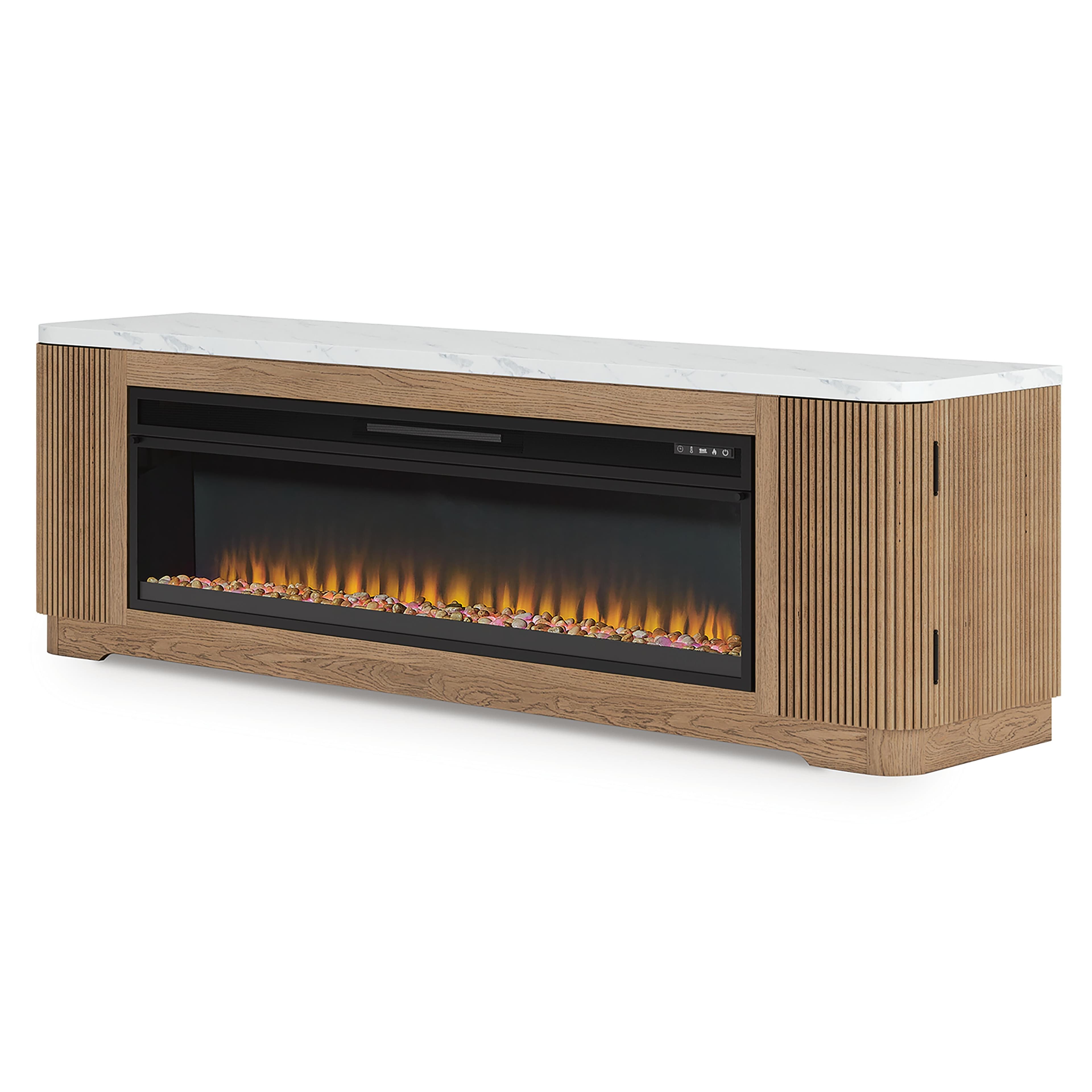 Camdill 80" TV Stand with Electric Fireplace — Brown/Beige — view 3